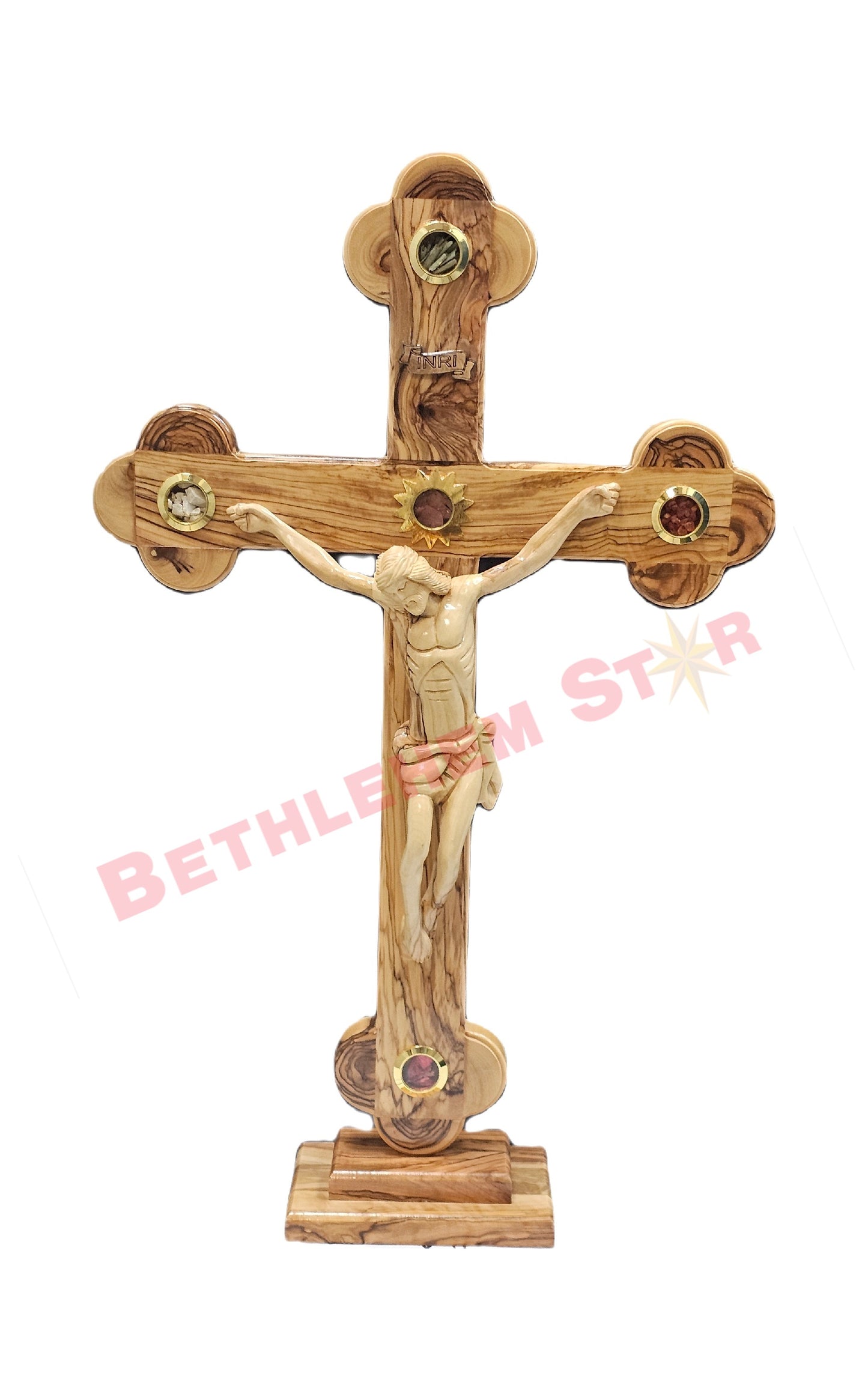 Olive wood Cross R 50cm with Stand