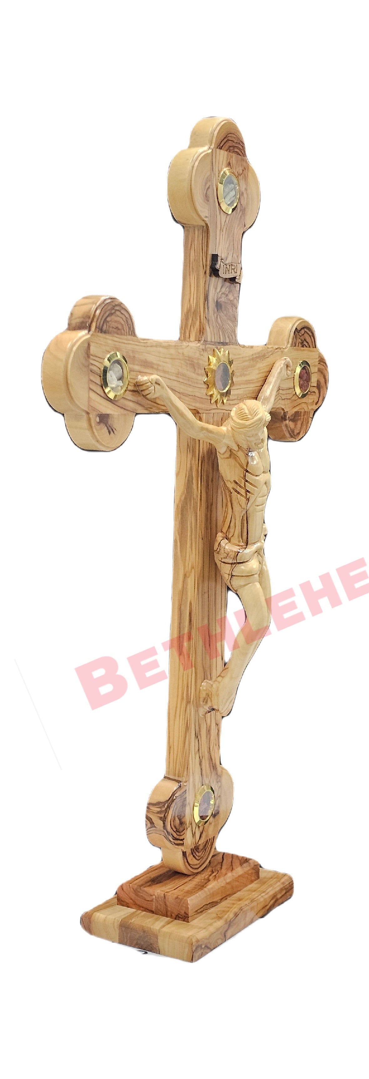 Olive wood Cross R 50cm with Stand