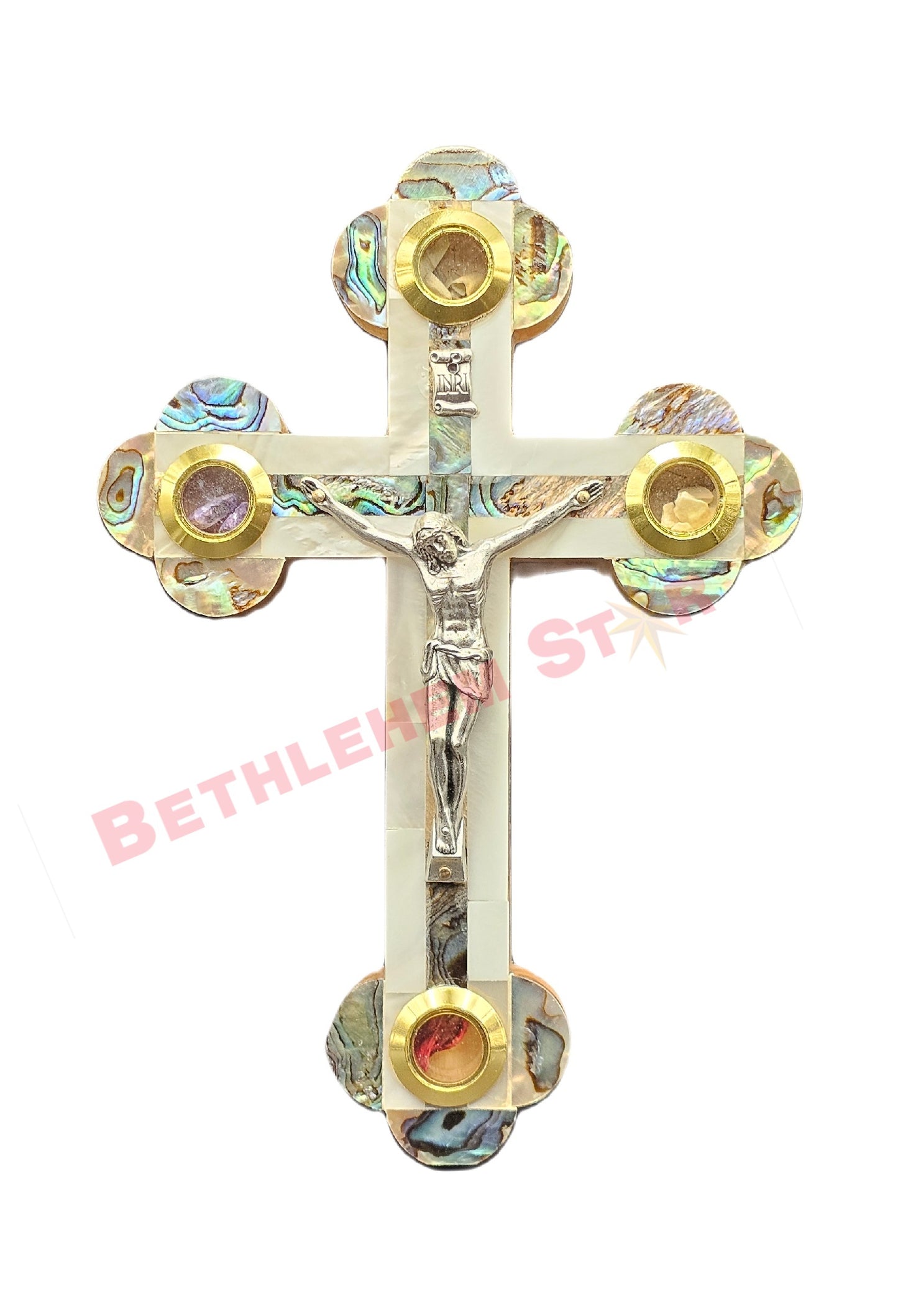 Mother of pearls & Olive wood Cross RMF 12cm