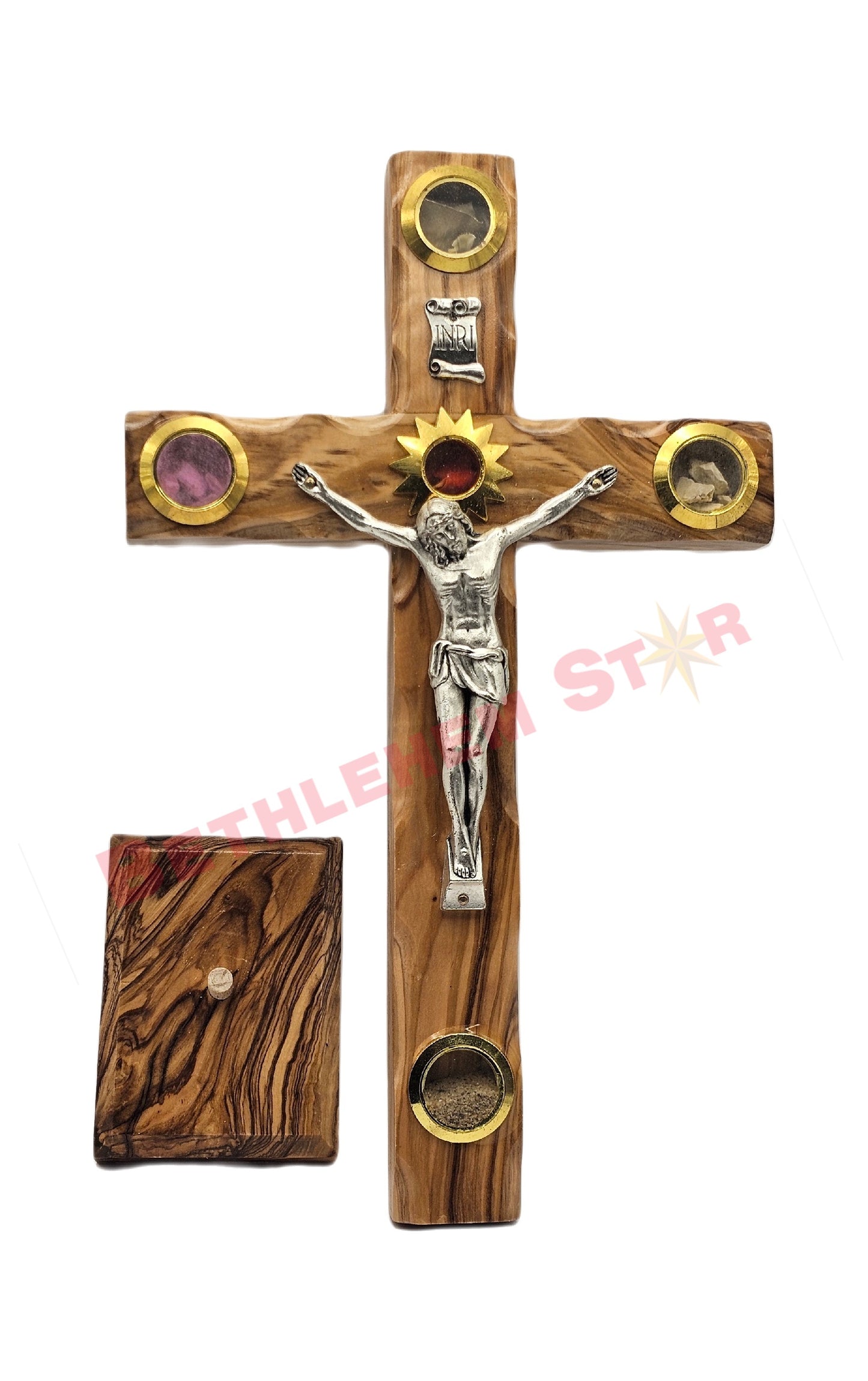 Olive wood Cross L 20cm Stand