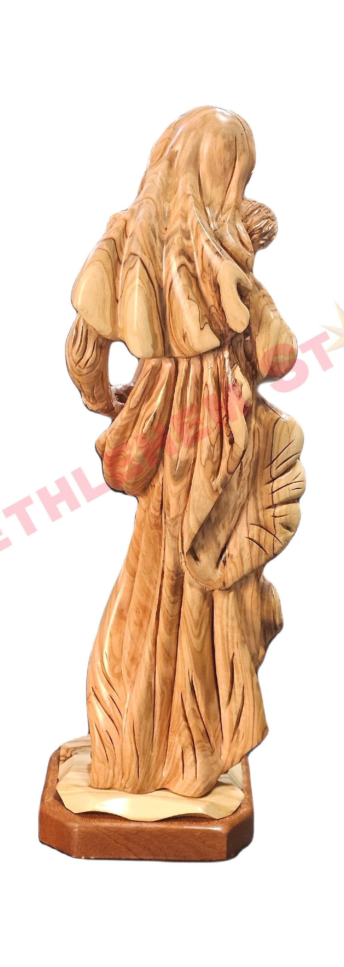 Olive Wood Virgin Mary Holding Baby Jesus Statue