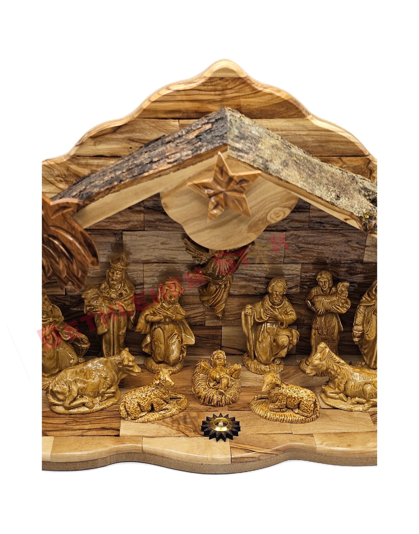 unique nativity set made from wood