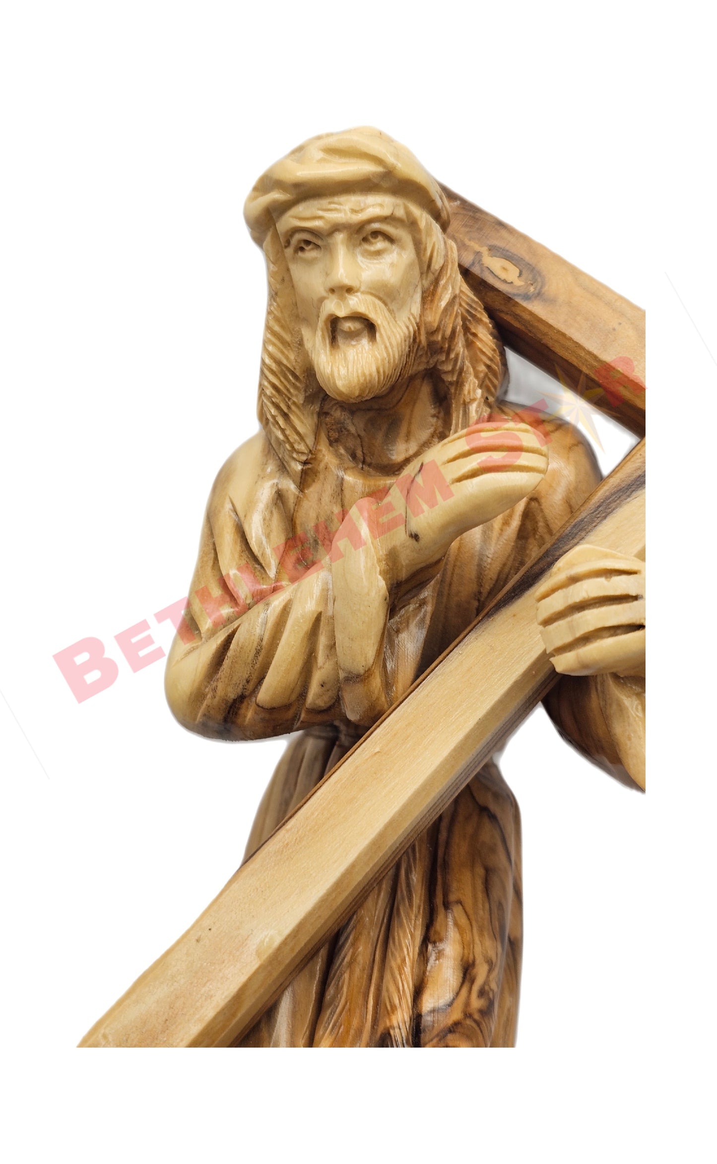Jesus Christ Carrying The Cross olive wood Medium