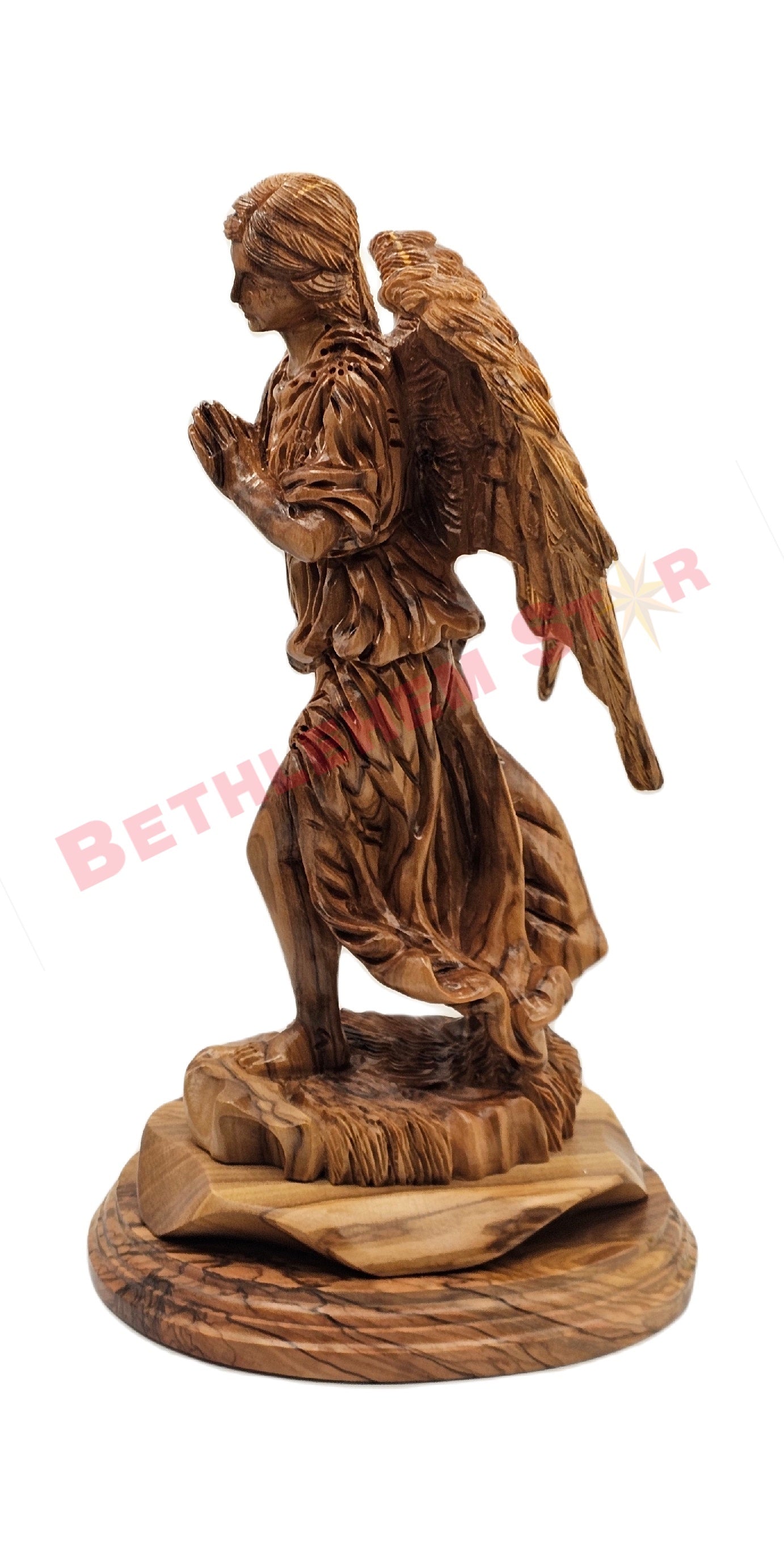 Large Angel hand carved from olive wood Pro