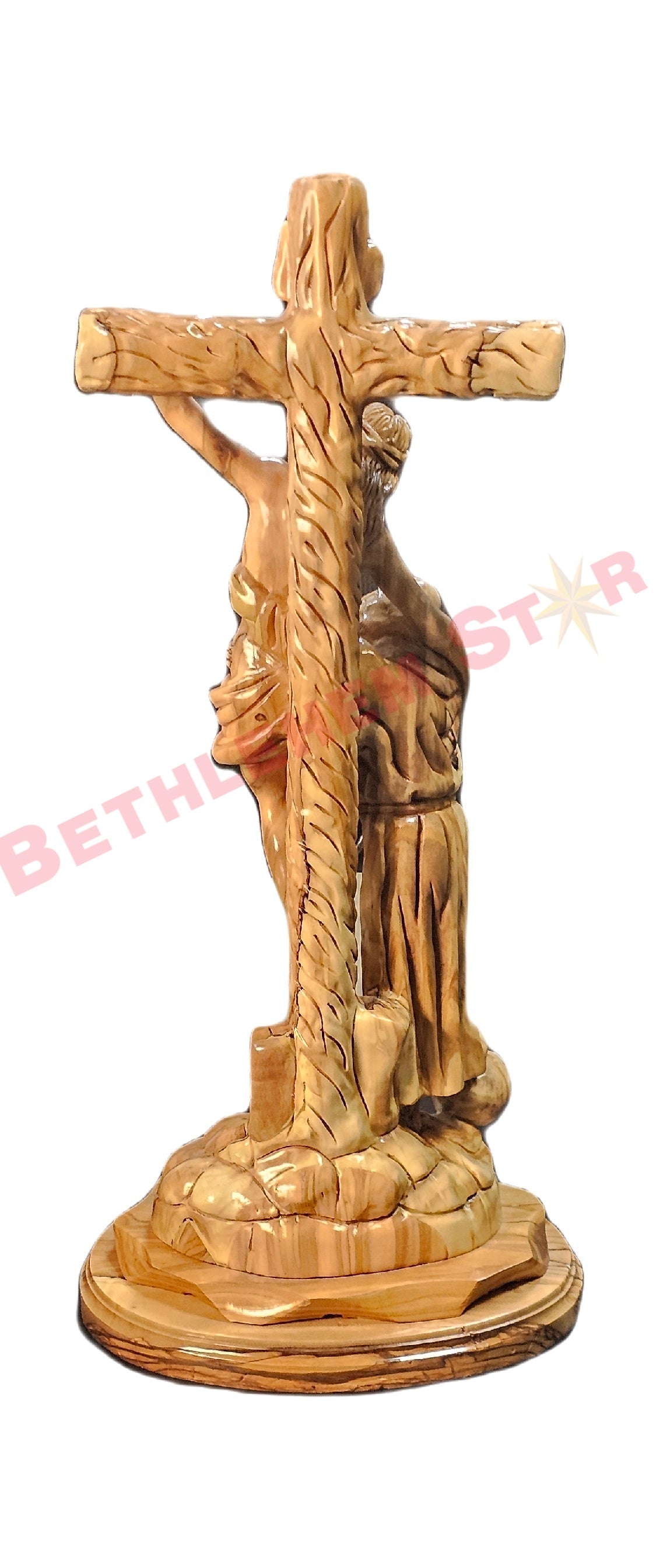 Saint Francis Embracing Christ hand carved from Olive wood