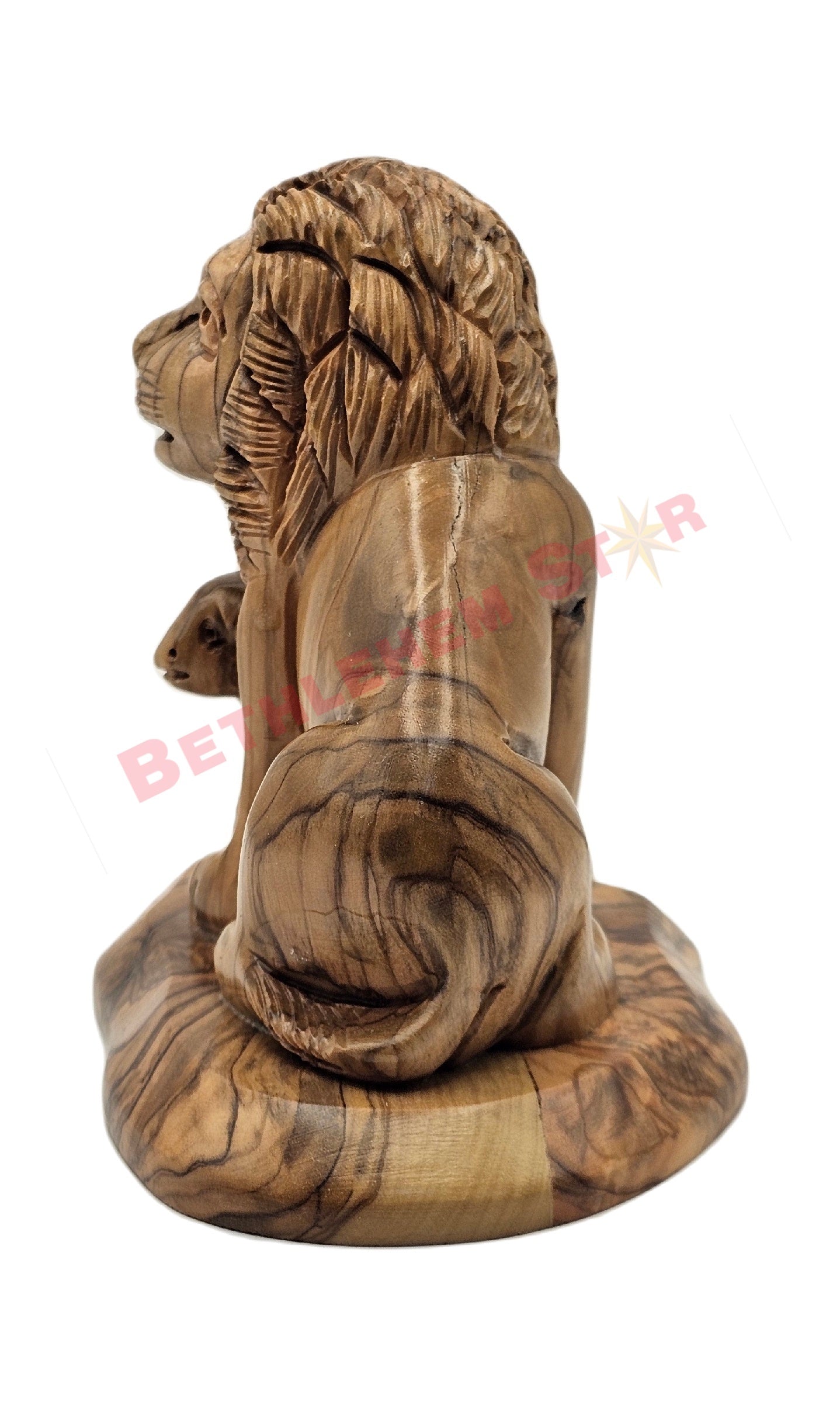 Lion with the Lamb small Olive wood carving