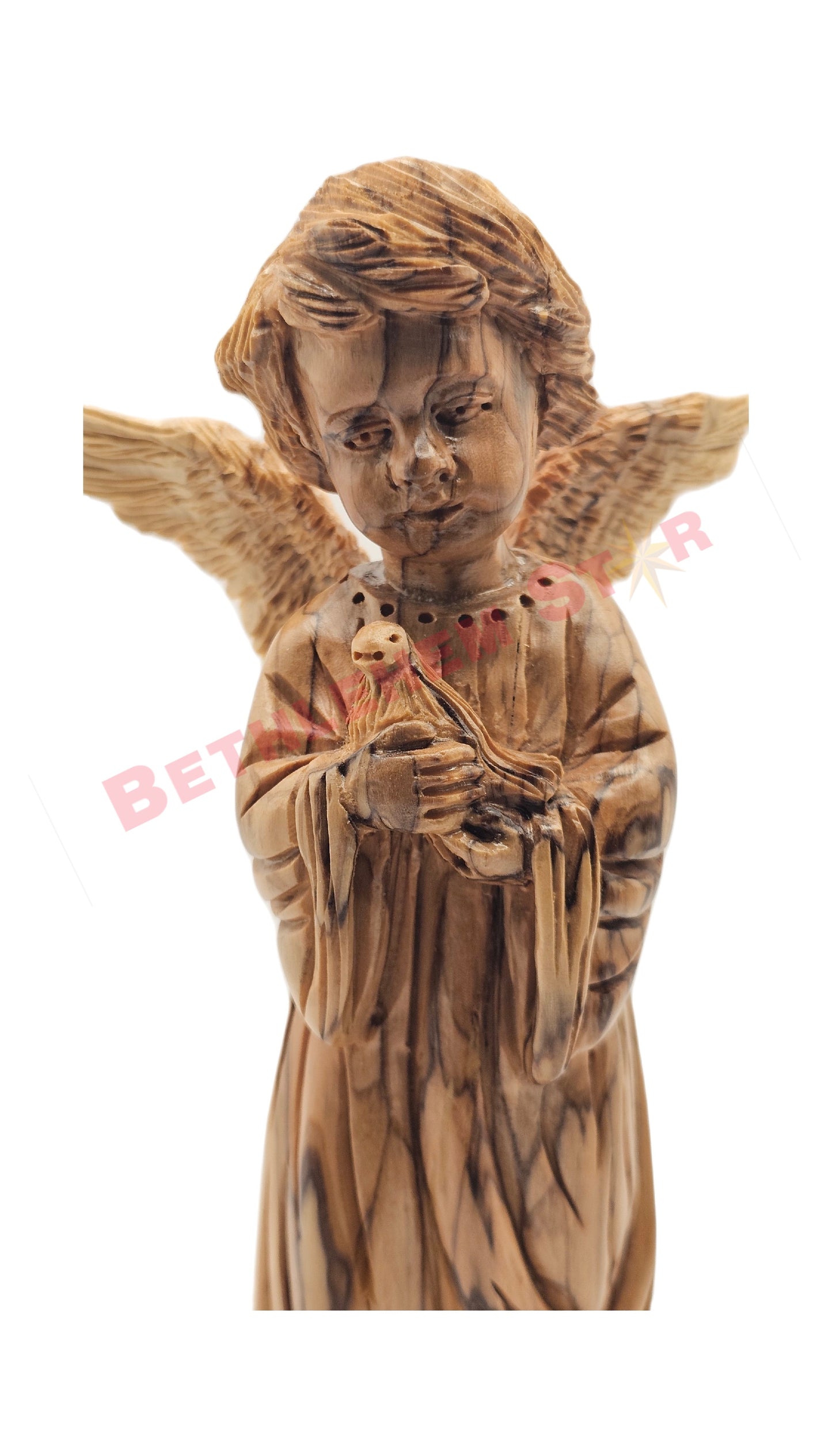 Medium Angel pro standing Olive wood carving