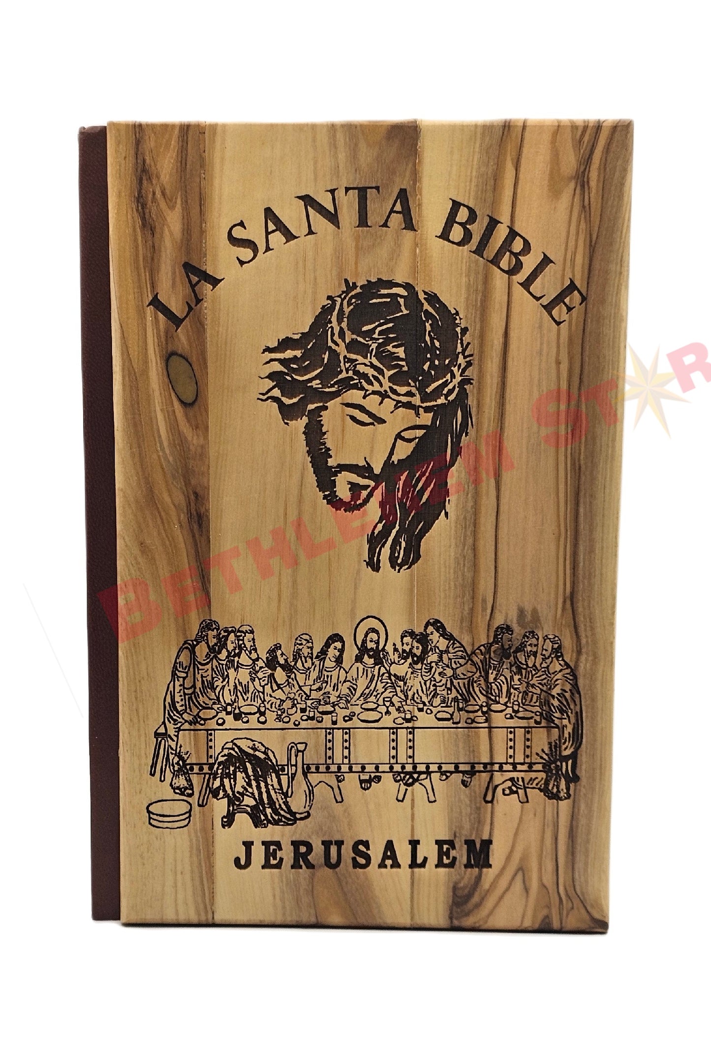Hand prayer holding The Holy Bible Handmade from olive wood Spanish