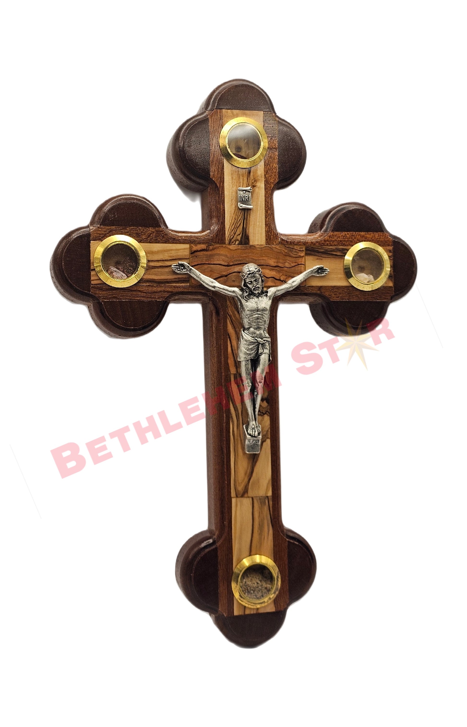Olive wood & Mahogany Cross R 25cm