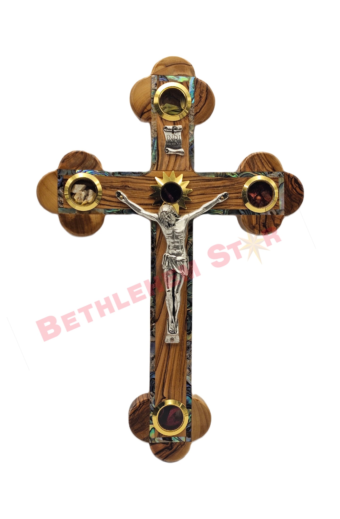 Olive wood & Mother of pearls Cross RM 25cm