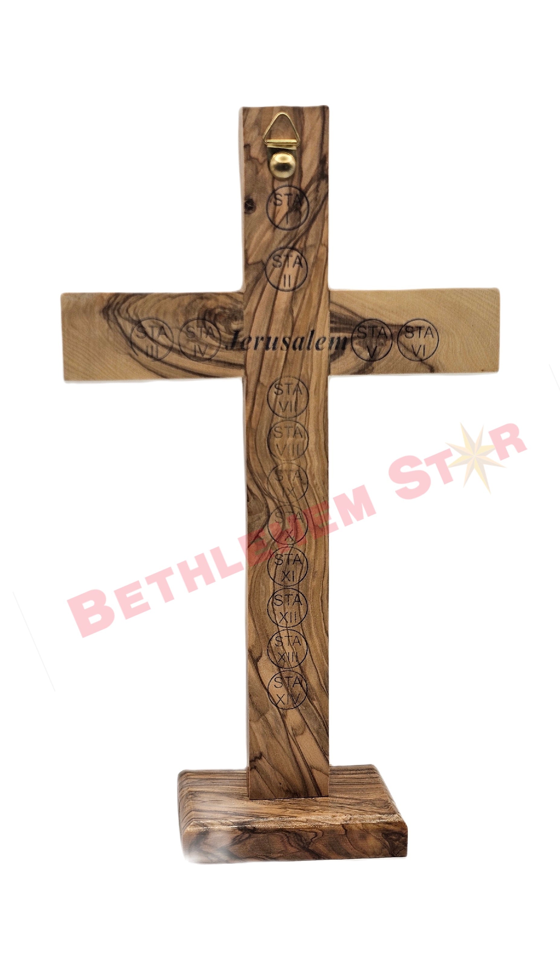 Olive wood Cross L 20cm Stand
