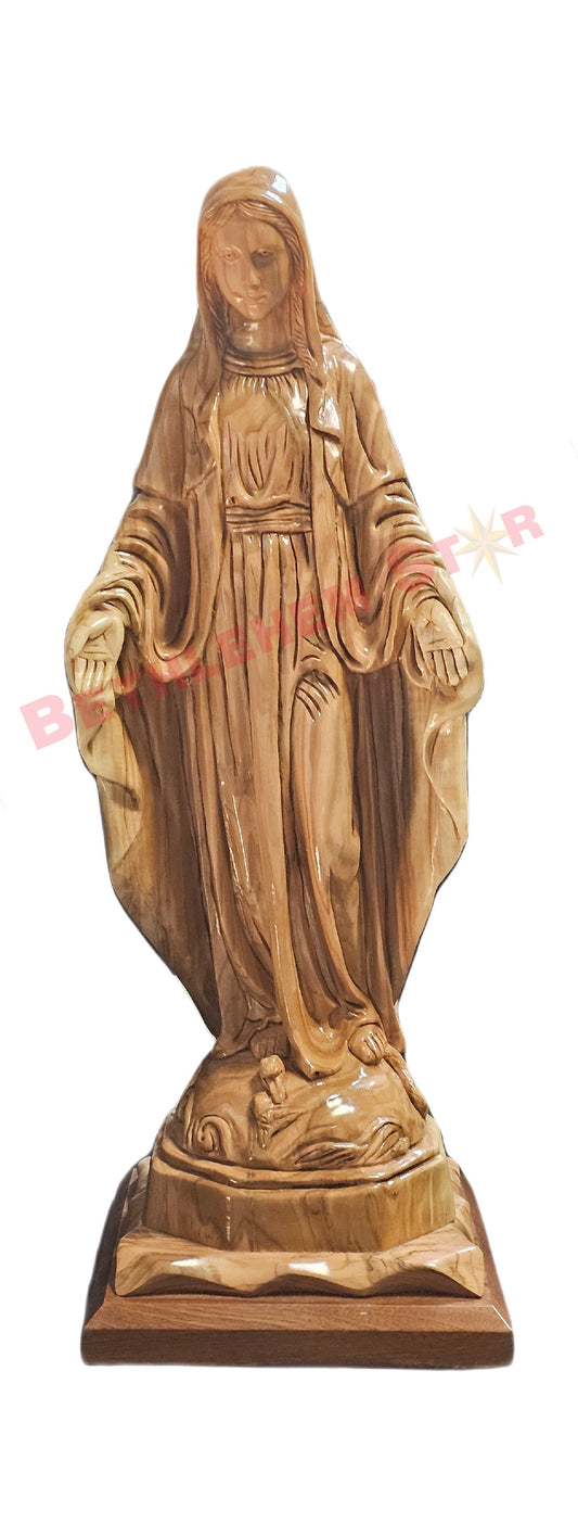 Lady of Immaculate Conception Olive Wood Hand Carved Statue