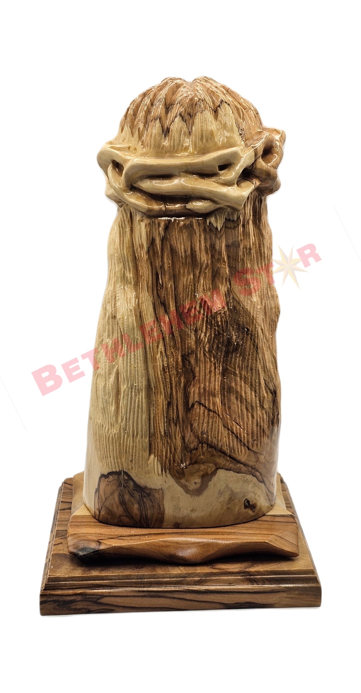 Jesus Wearing a Crown of Thorns Olive Wood Statue