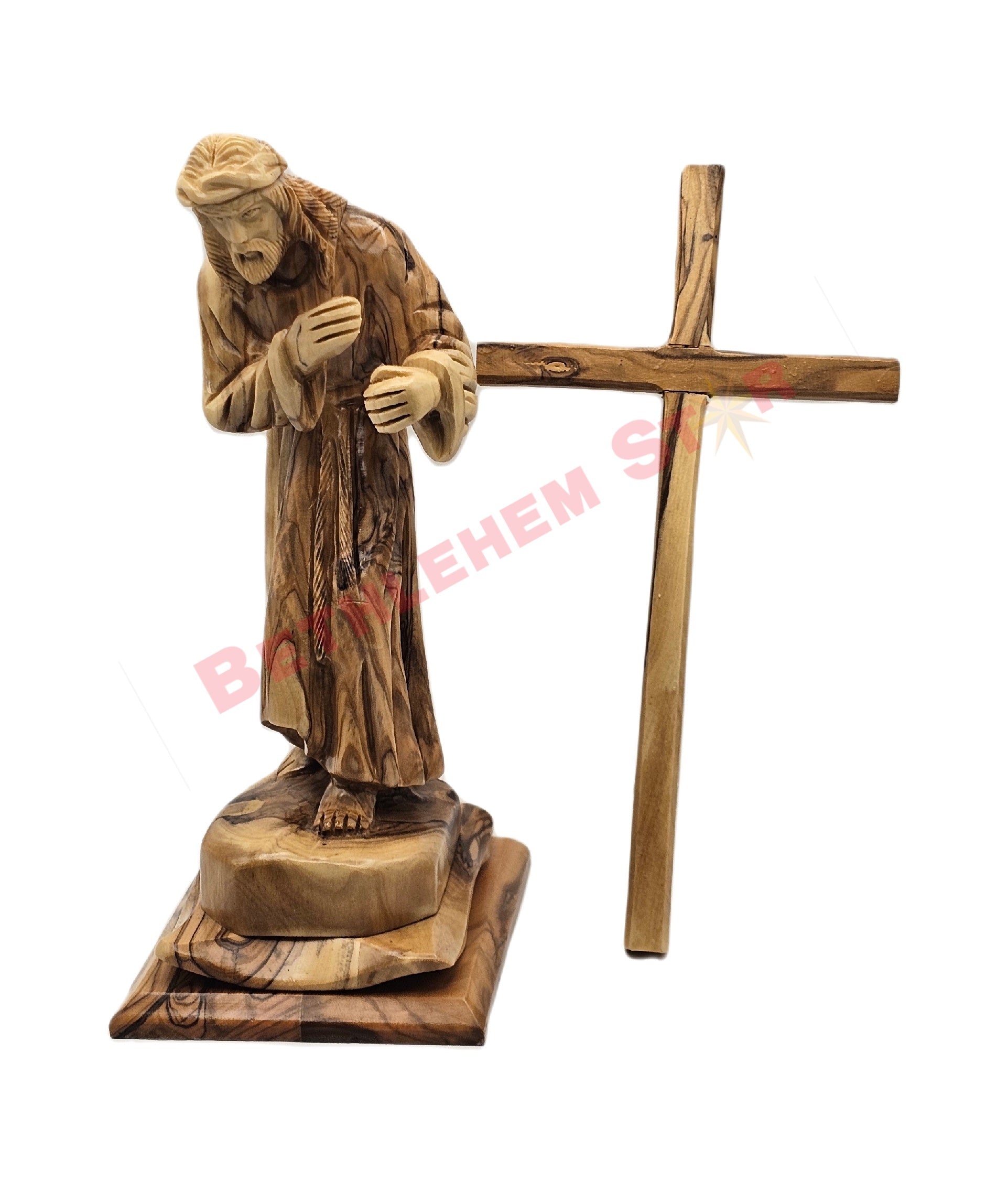 Jesus Christ Carrying The Cross olive wood Medium