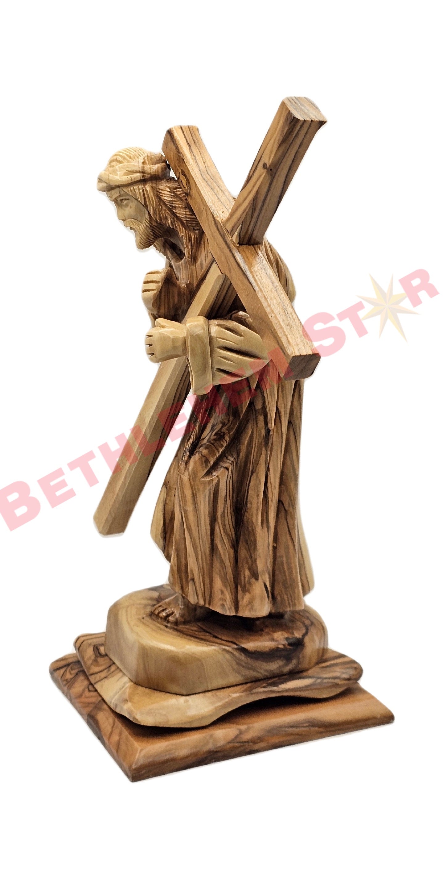 Jesus Christ Carrying The Cross olive wood Medium