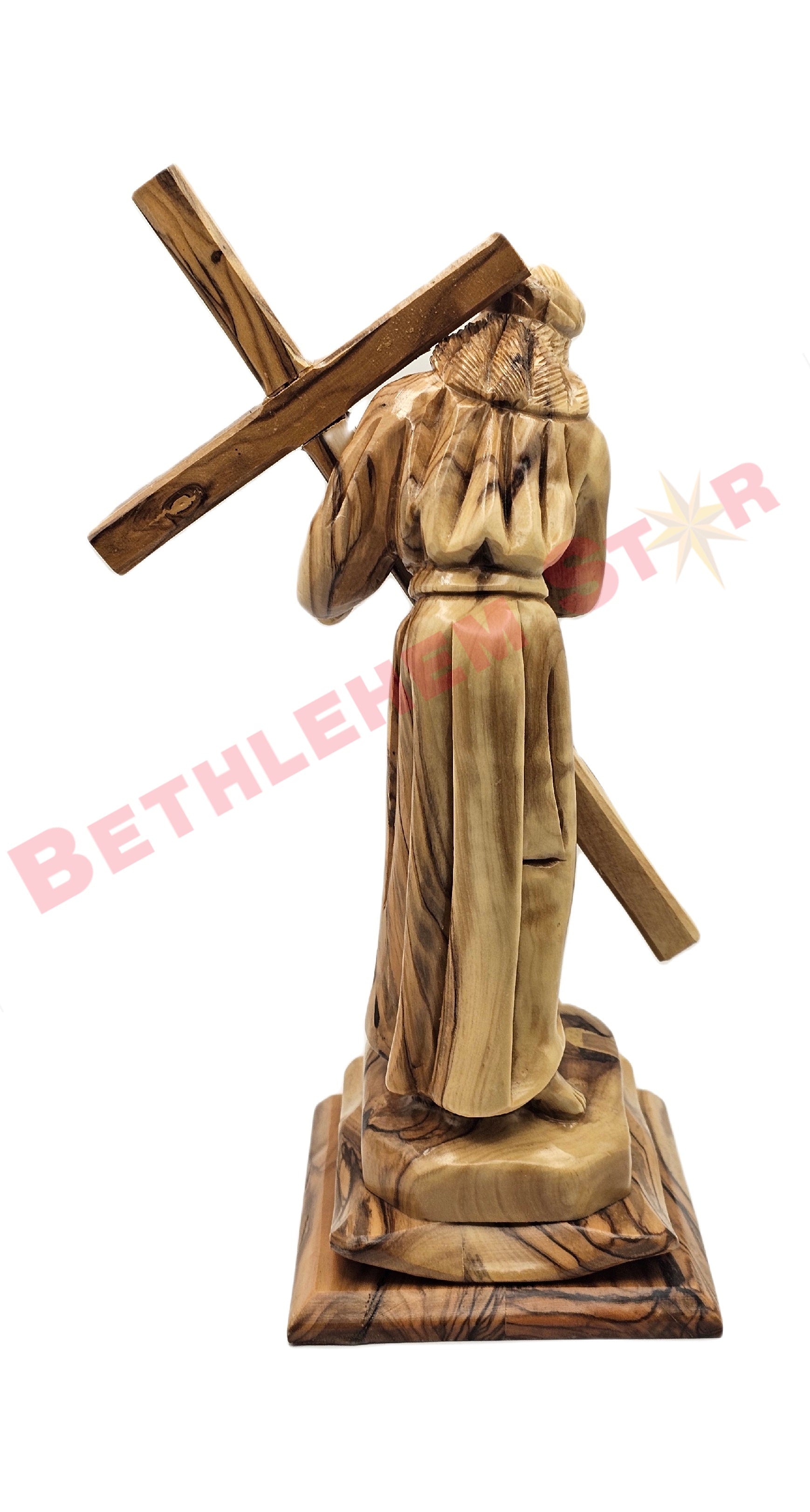 Jesus Christ Carrying The Cross olive wood Medium