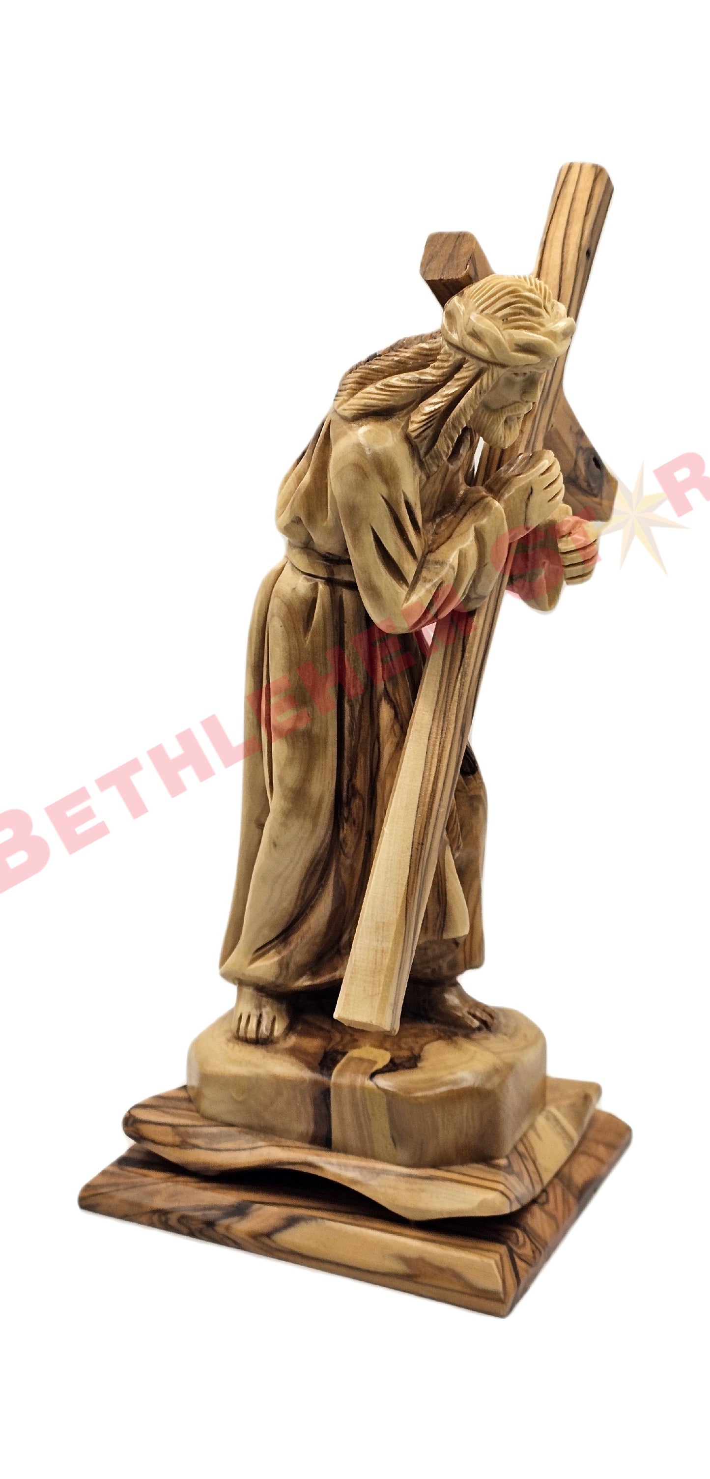 Jesus Christ Carrying The Cross olive wood Medium