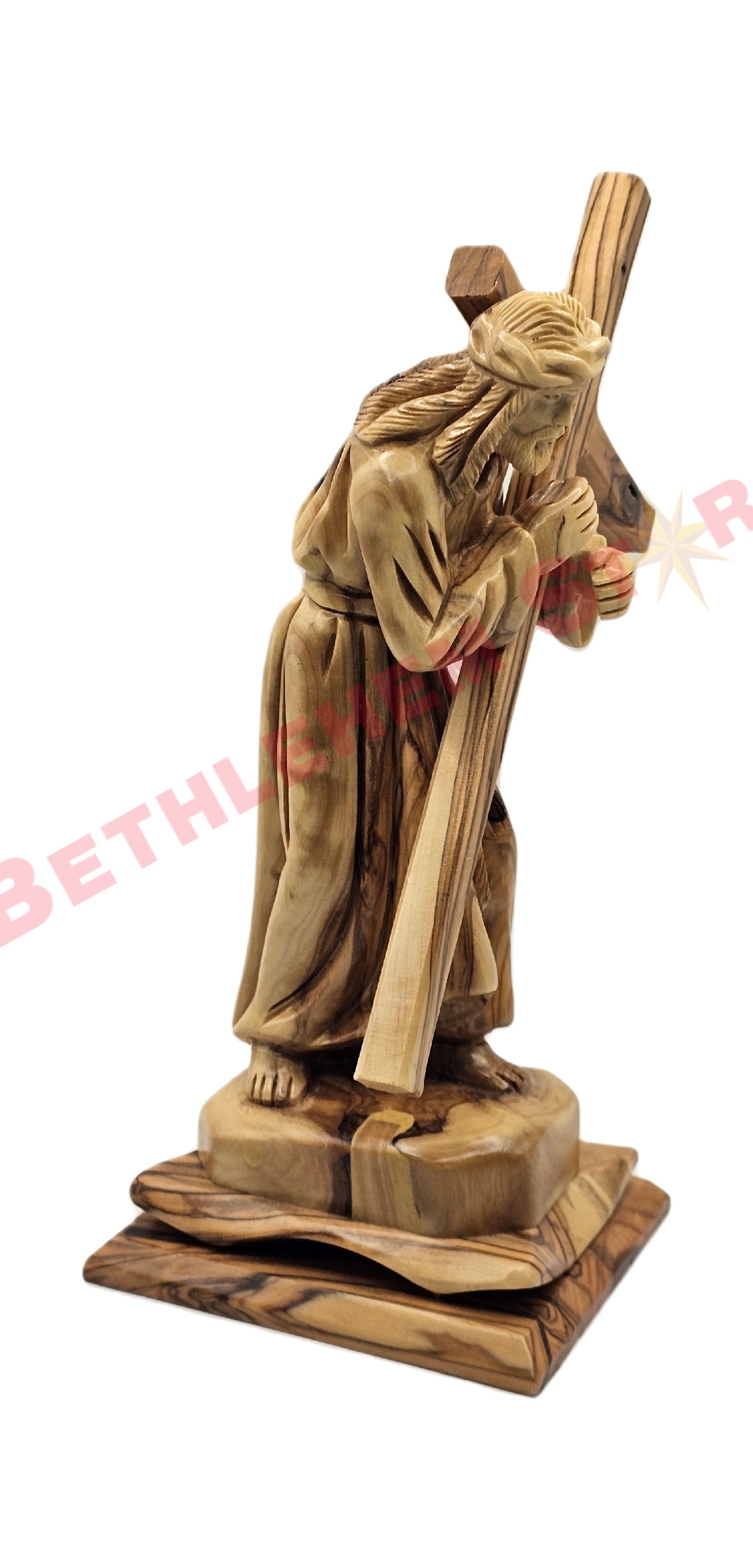 Jesus Christ Carrying The Cross olive wood Medium