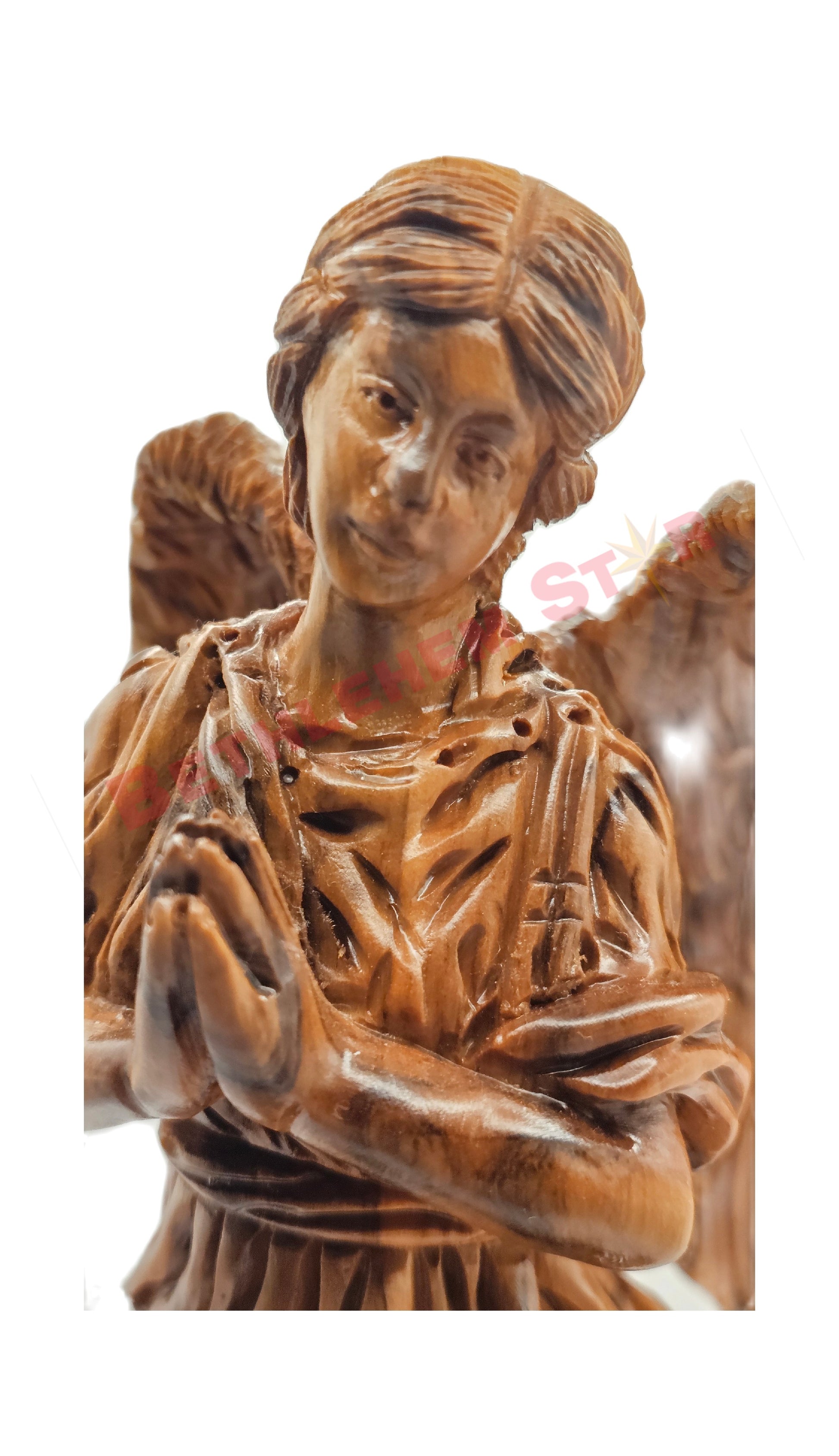 Large Angel hand carved from olive wood Pro