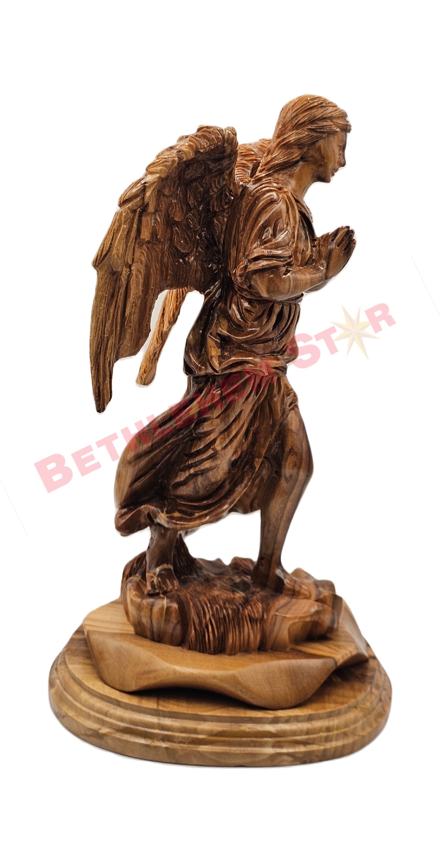 Large Angel hand carved from olive wood Pro