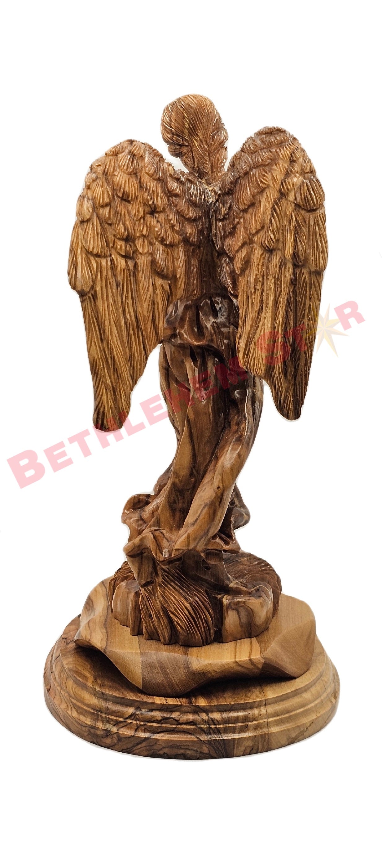 Large Angel hand carved from olive wood Pro
