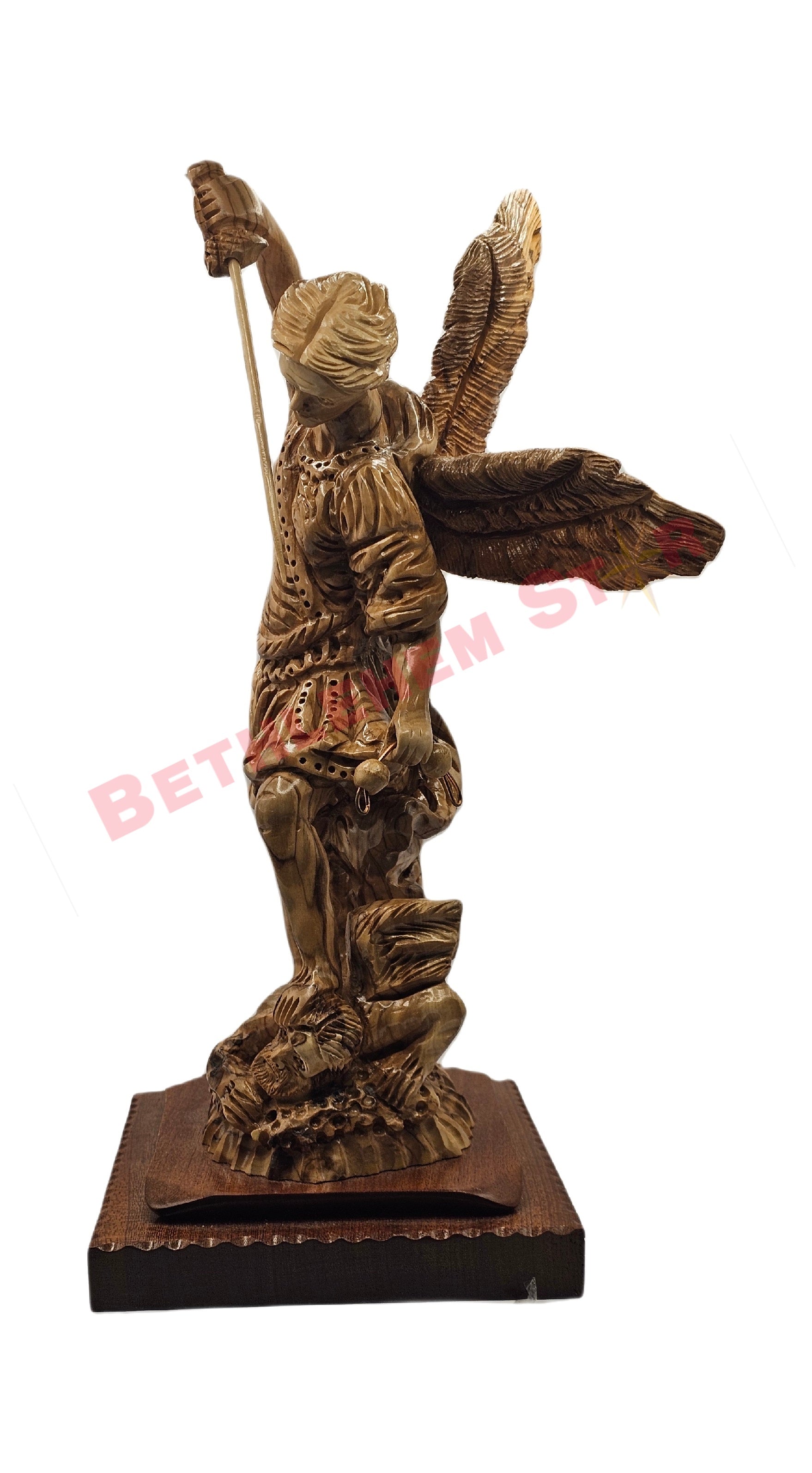 Medium St.Michael Pro Olive wood carving