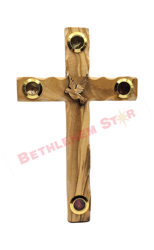 Olive wood Cross L 20cm Holy spirit
