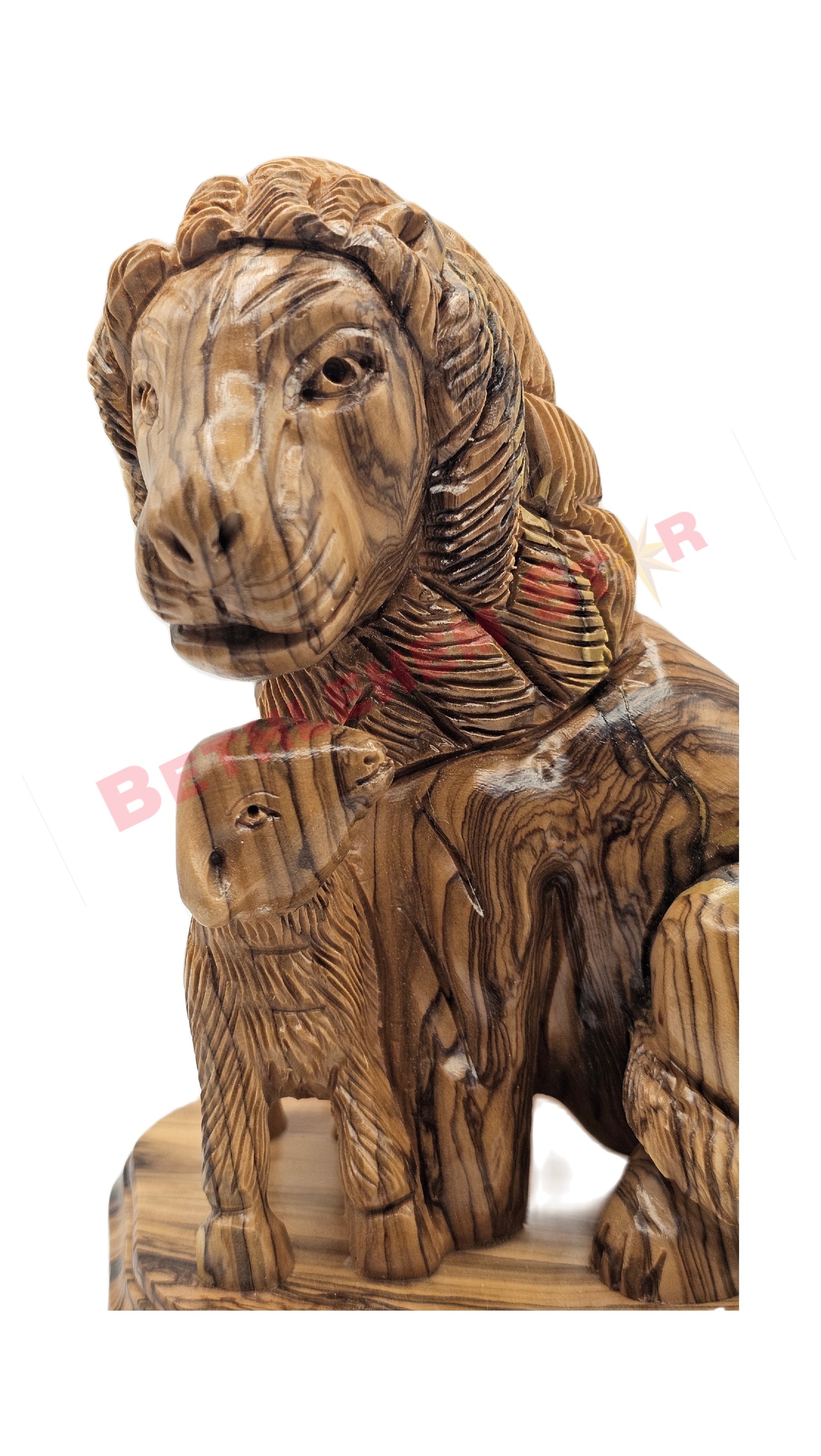 Lion with the Lamb Medium Olive wood carving