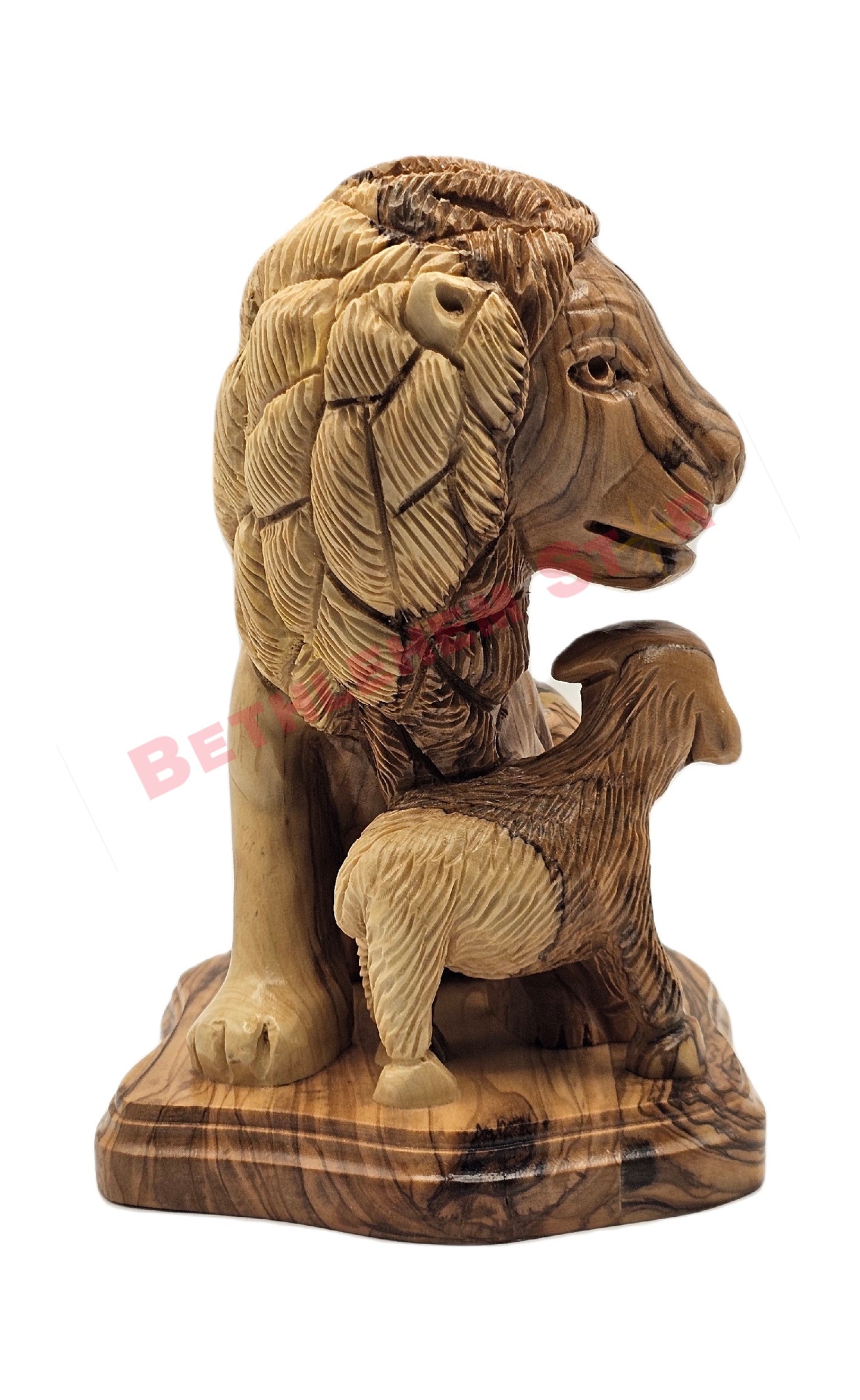 Lion with the Lamb Medium Olive wood carving