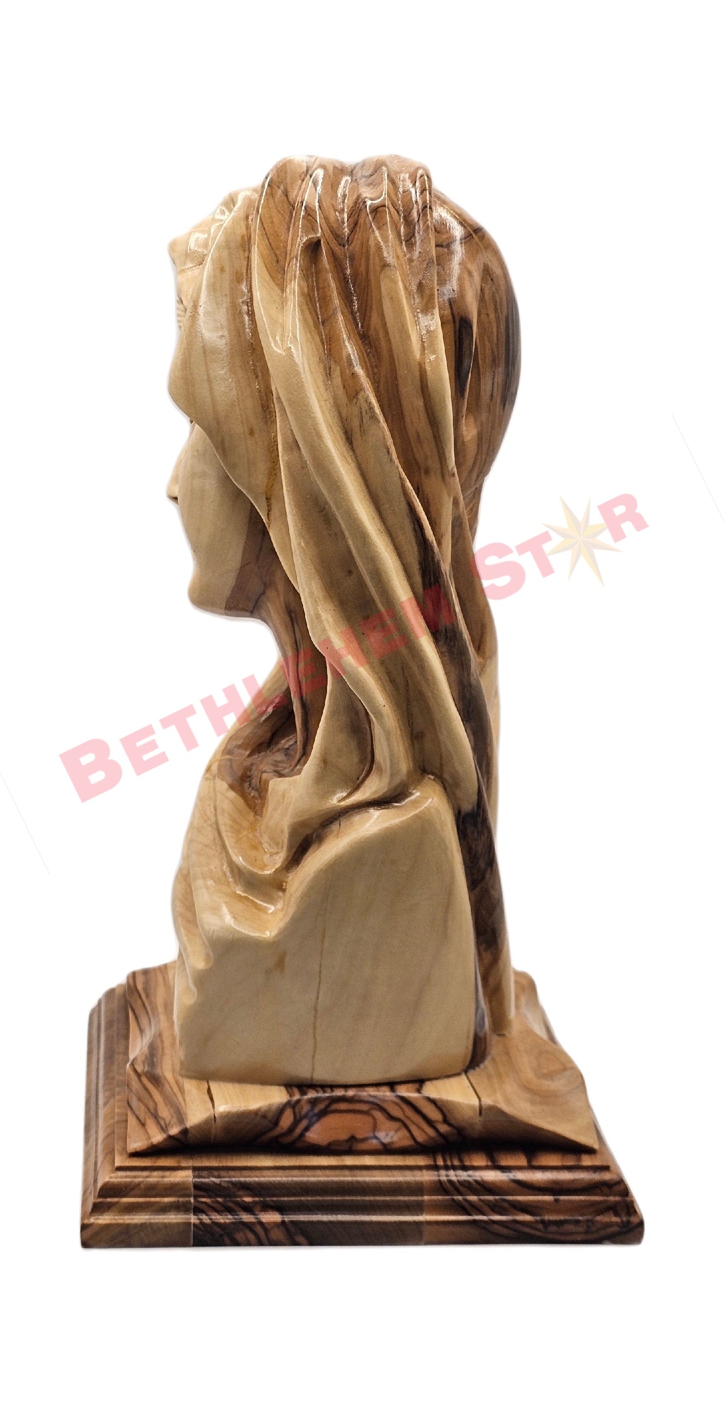 Virgin Mary Head olive wood carving