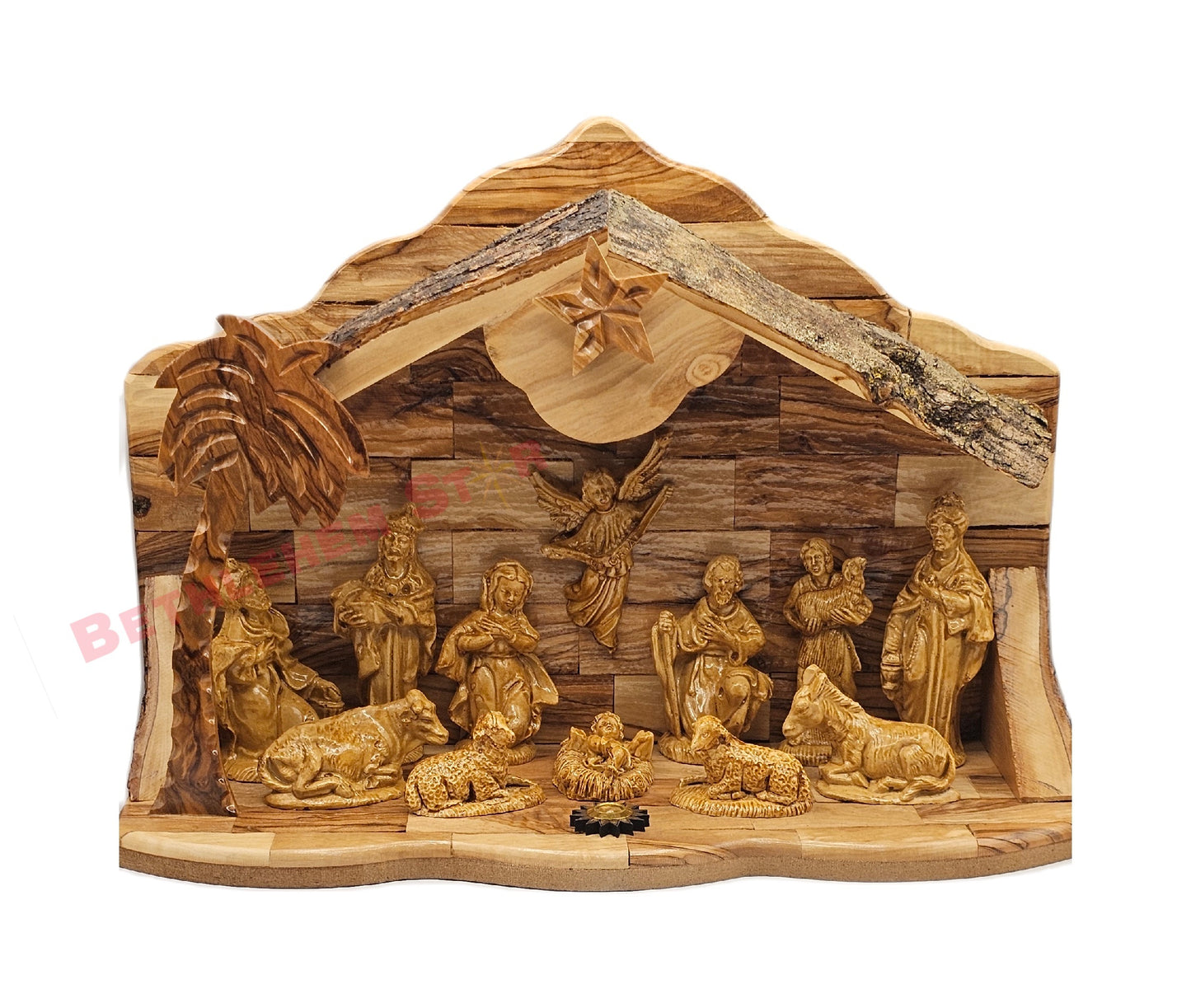 handmade olive wood nativity