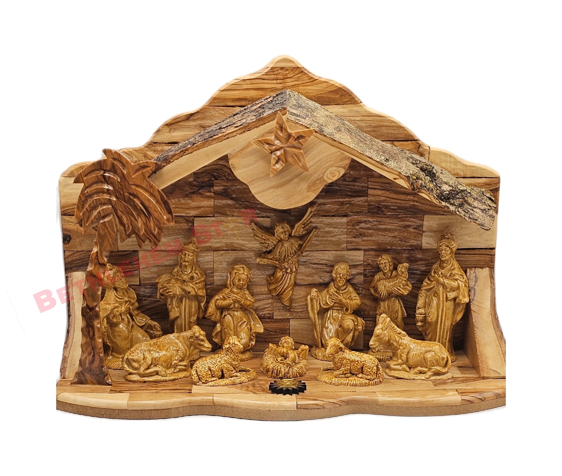 handmade olive wood nativity