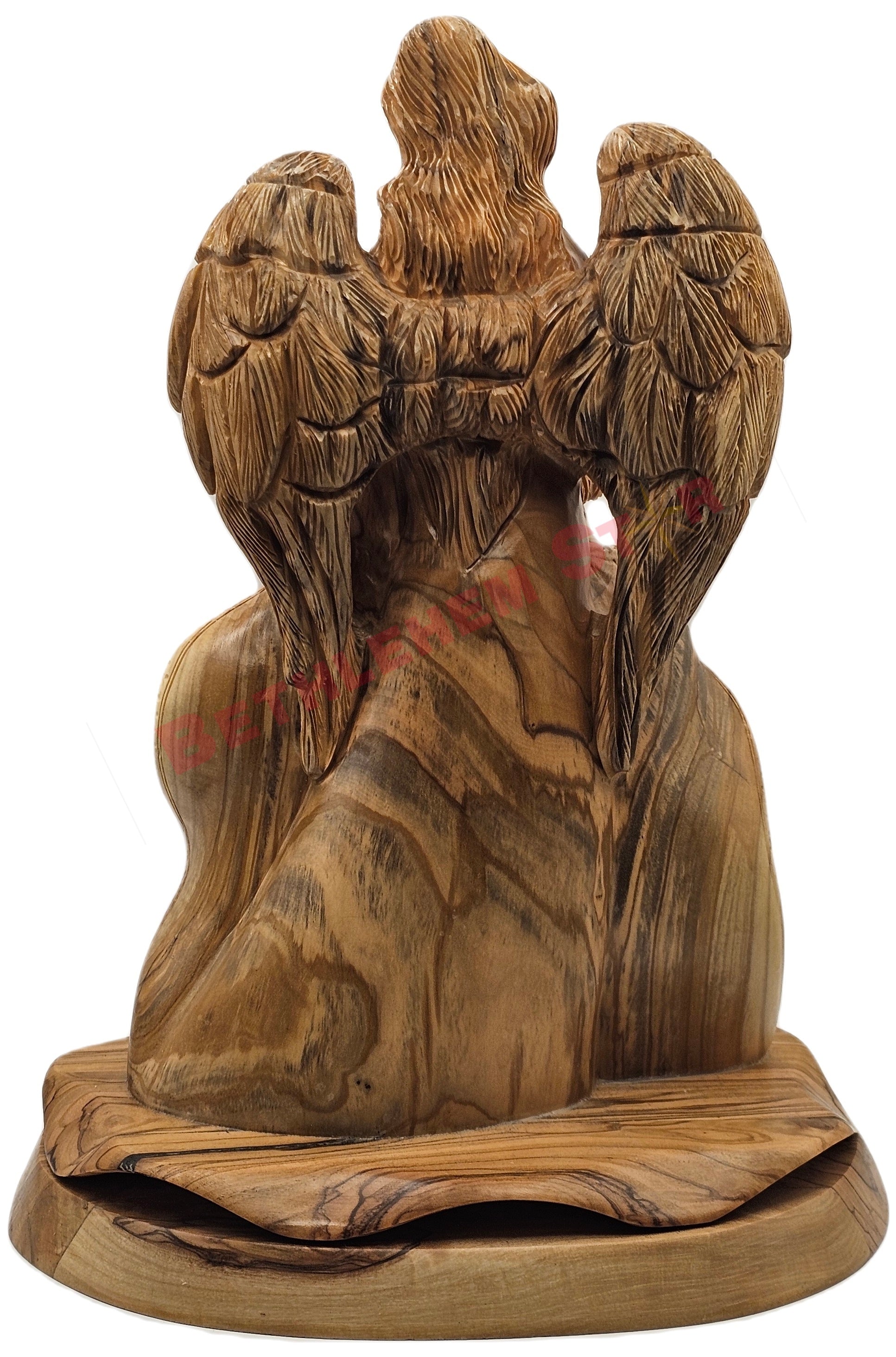 Guardian Angel with Holy Family Large Pro Olive wood