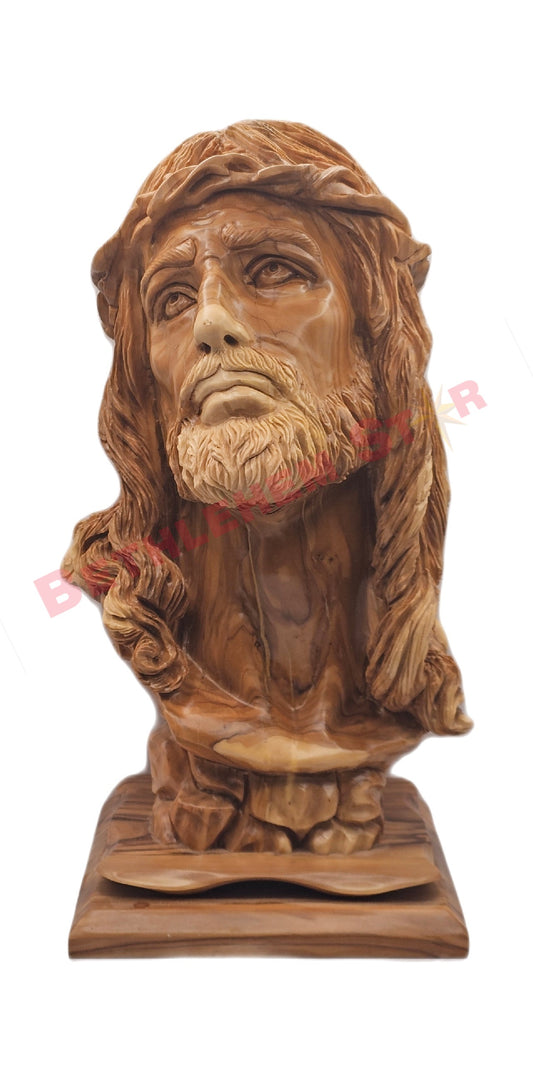 Large Jesus Bust Hand Carved from Olive wood