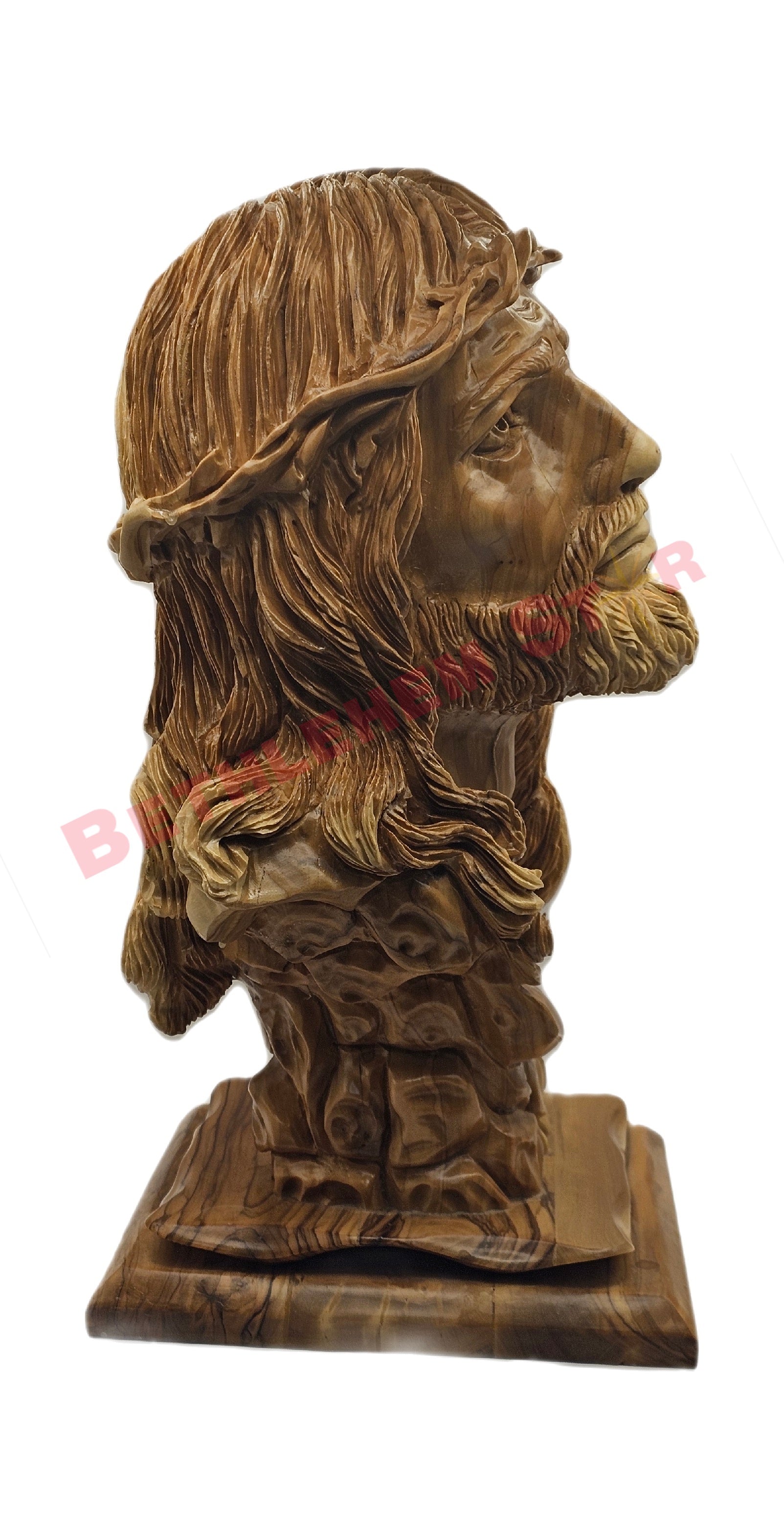 Large Jesus Bust Hand Carved from Olive wood