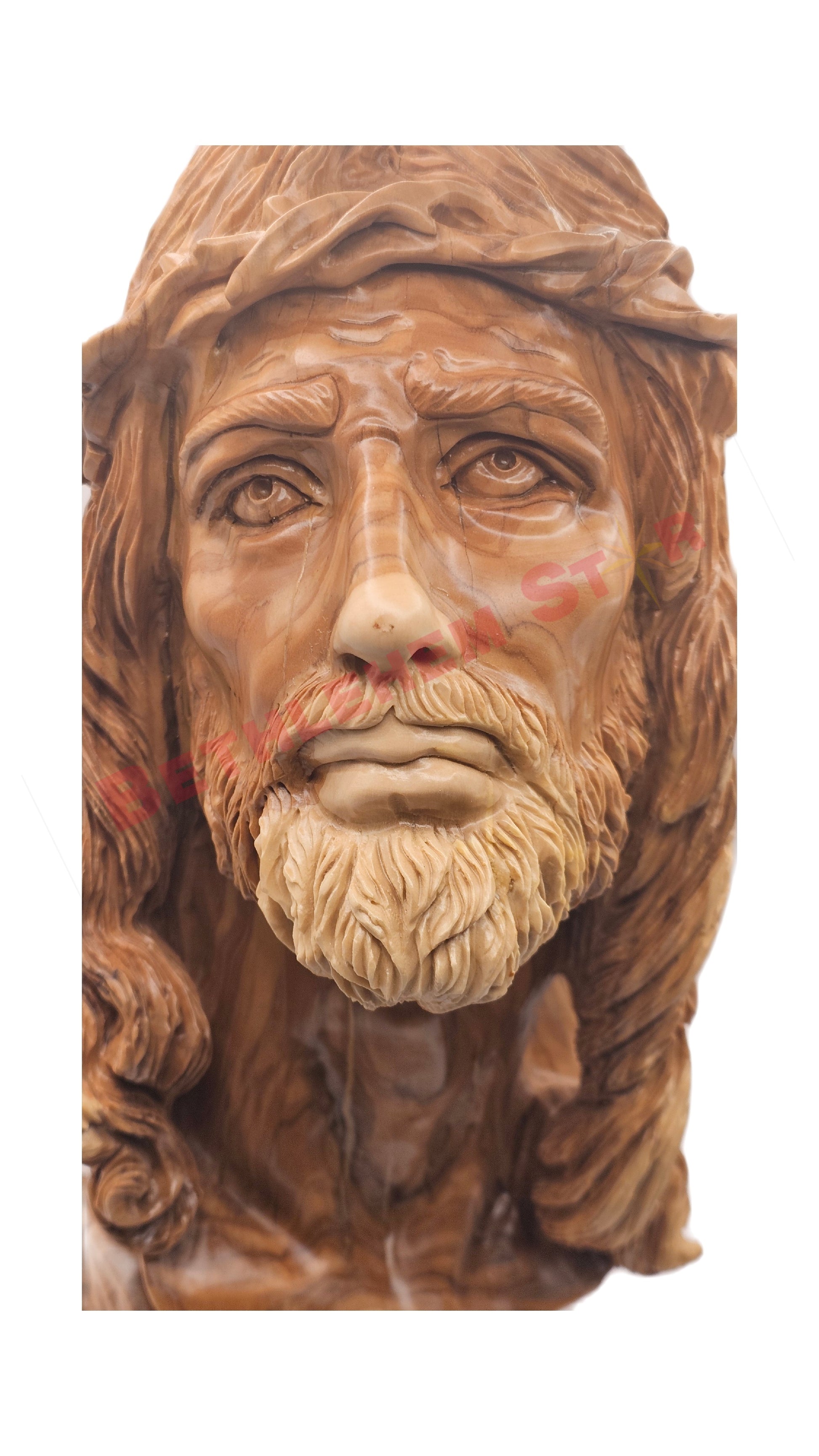Large Jesus Bust Hand Carved from Olive wood