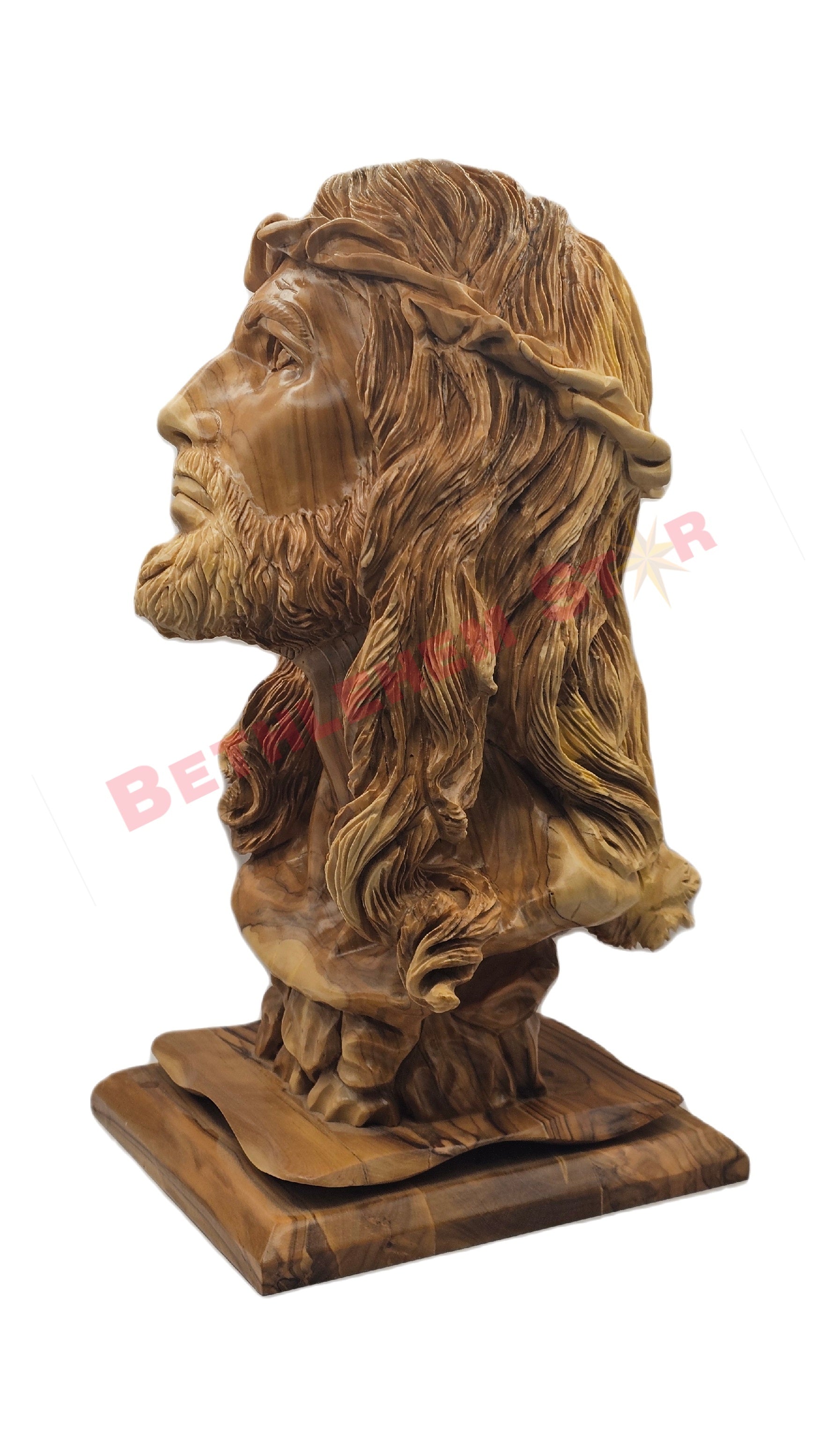 Large Jesus Bust Hand Carved from Olive wood