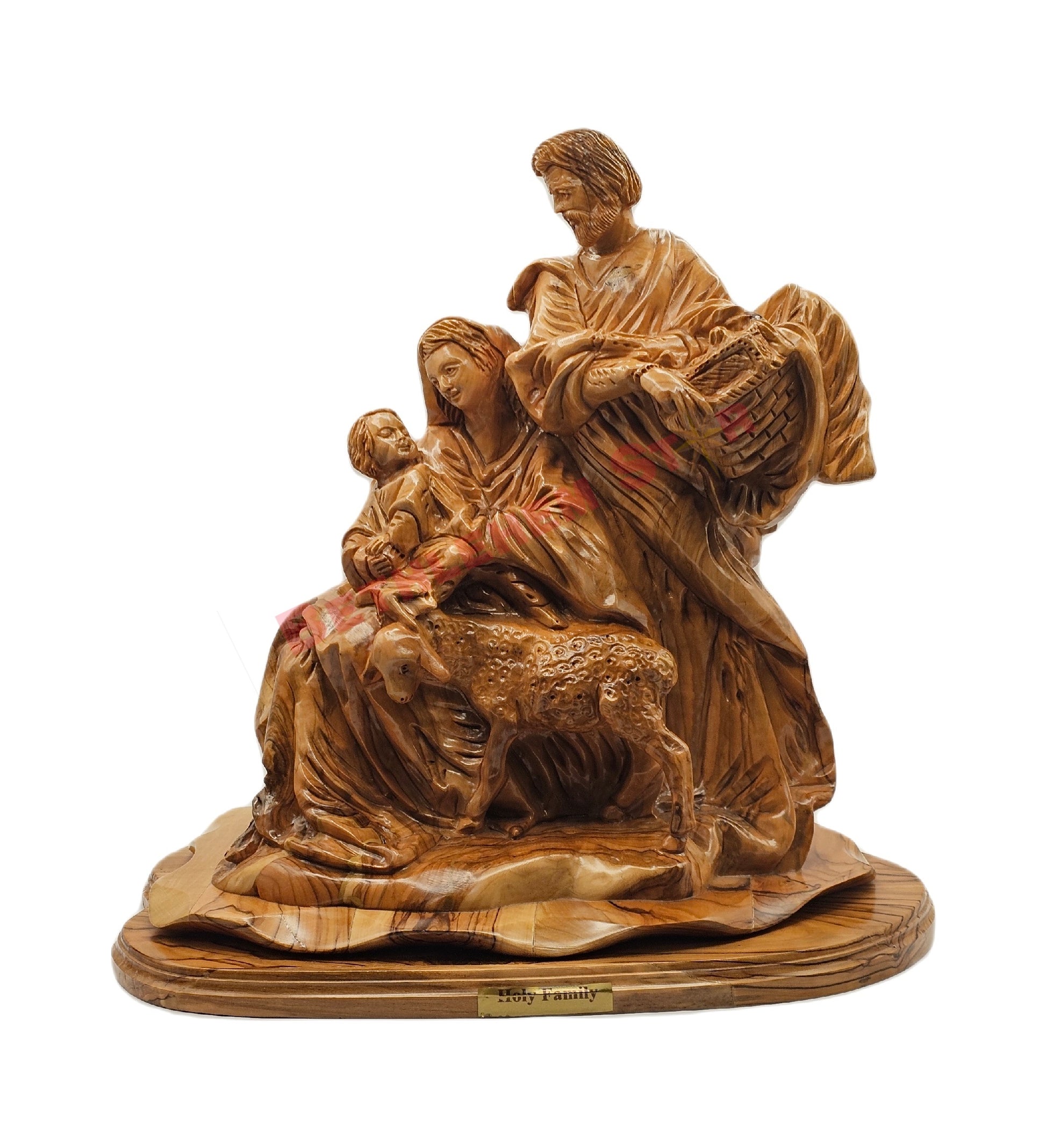 The Holy Family with sheep olive wood hand carved Professionally