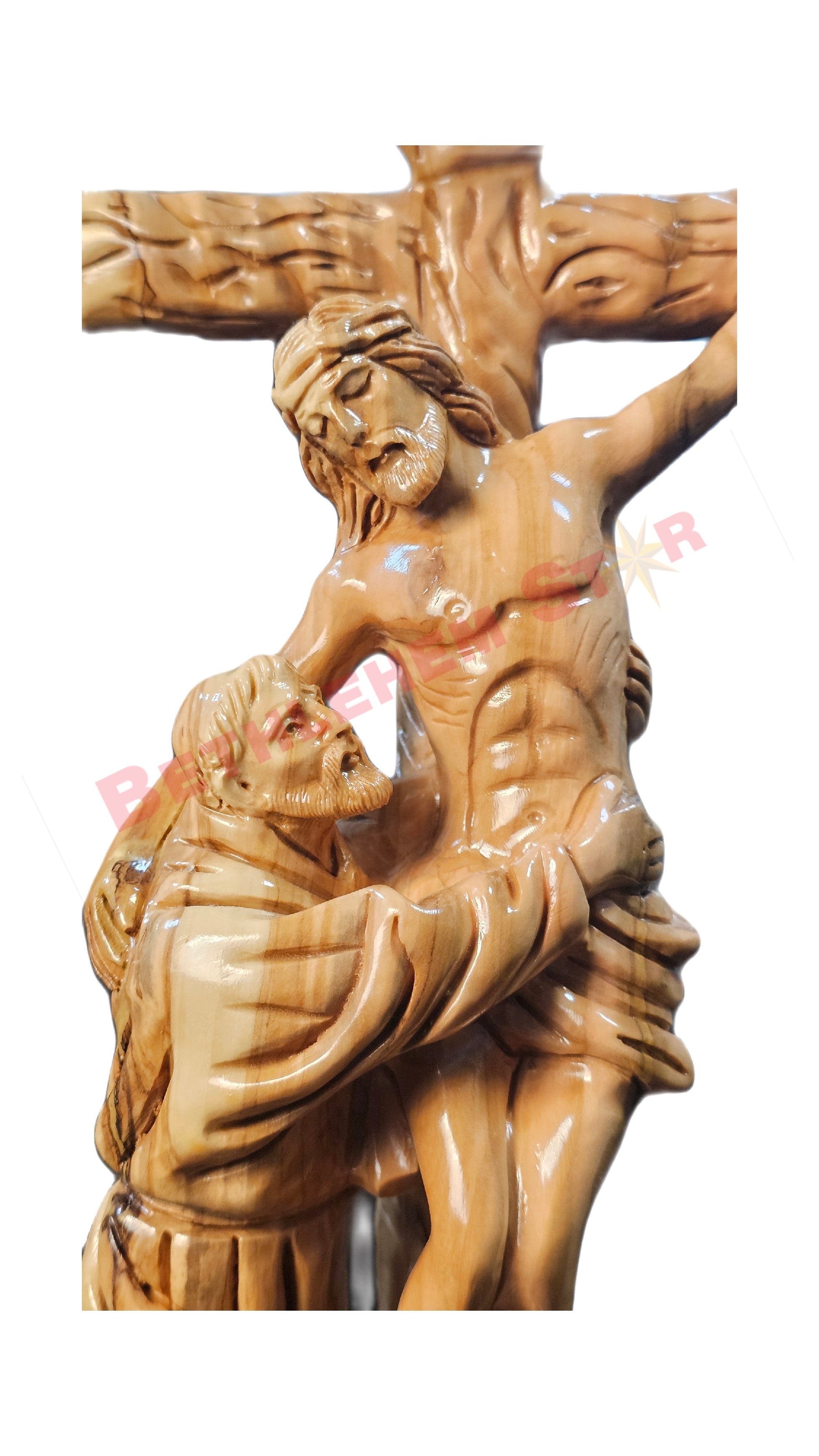 Saint Francis Embracing Christ hand carved from Olive wood