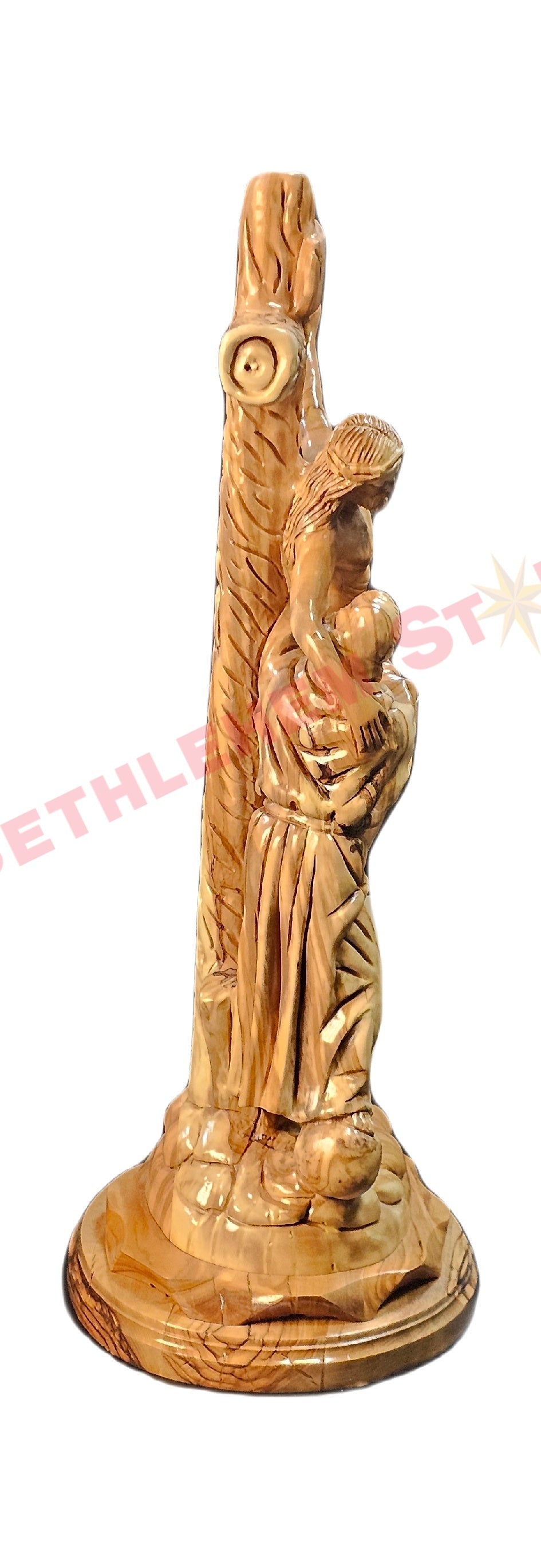 Saint Francis Embracing Christ hand carved from Olive wood