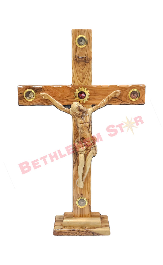 Olive wood Cross L 50cm Stand