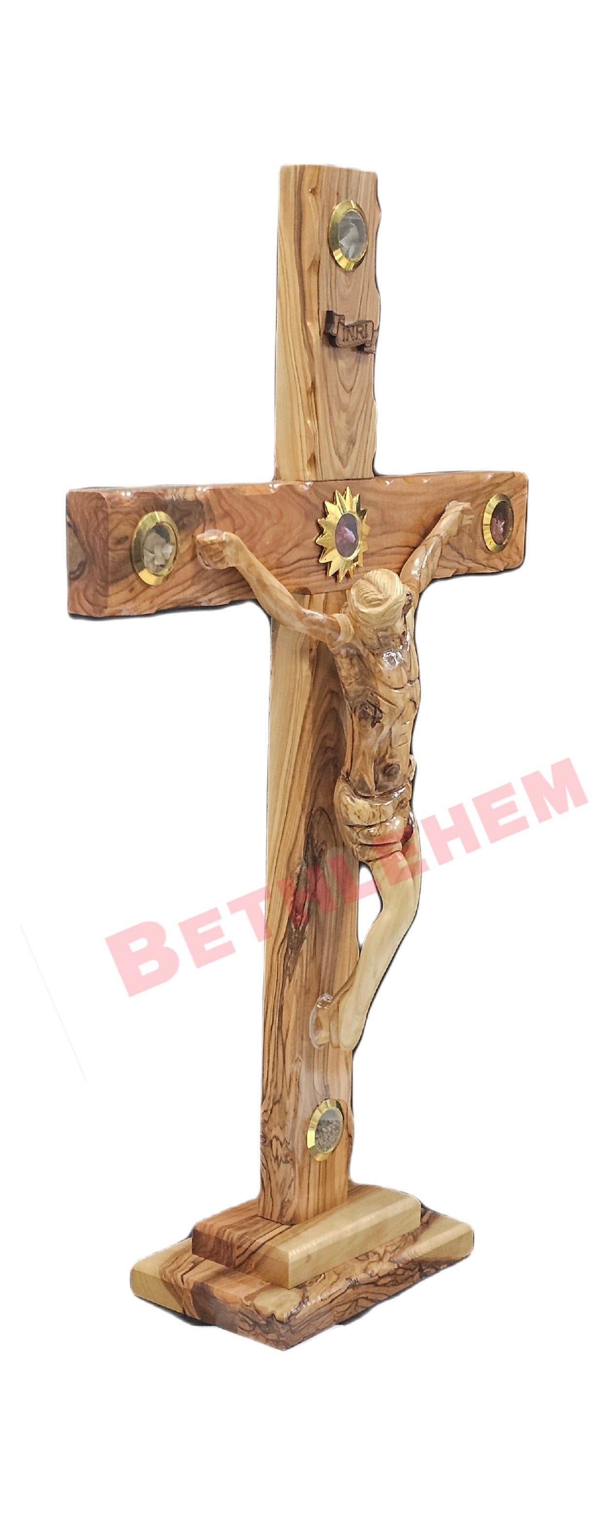 Olive wood Cross L 50cm Stand