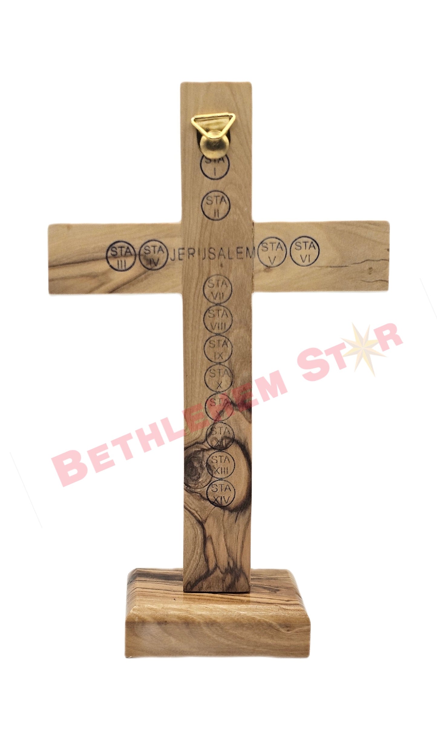 Olive wood Cross L 16cm Stand