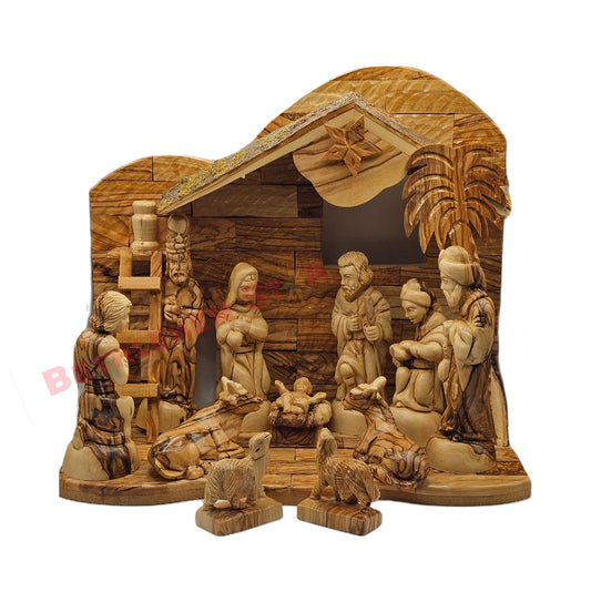 Olive Wood Nativity Farsy With Face