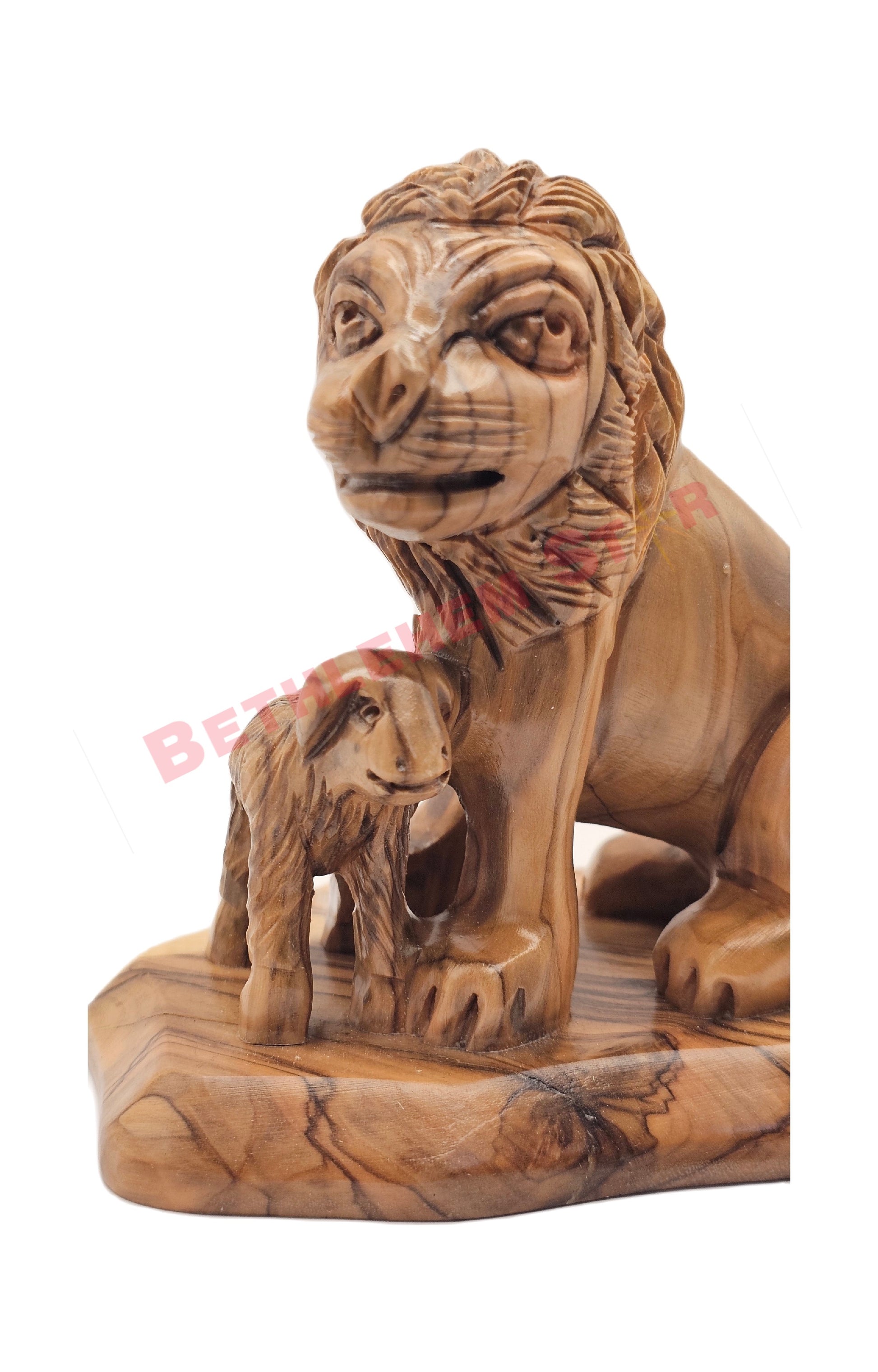 Lion with the Lamb small Olive wood carving