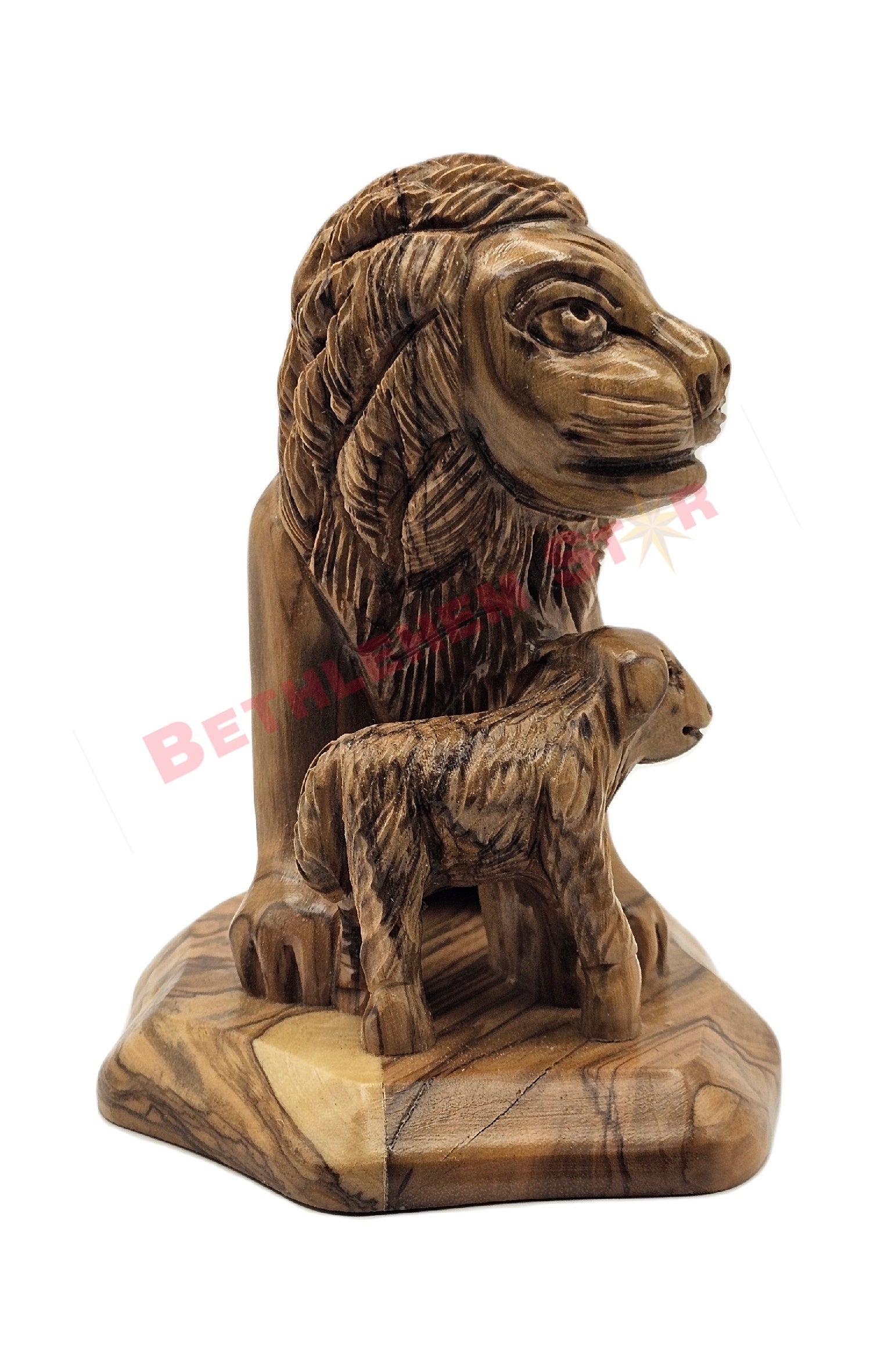Lion with the Lamb small Olive wood carving