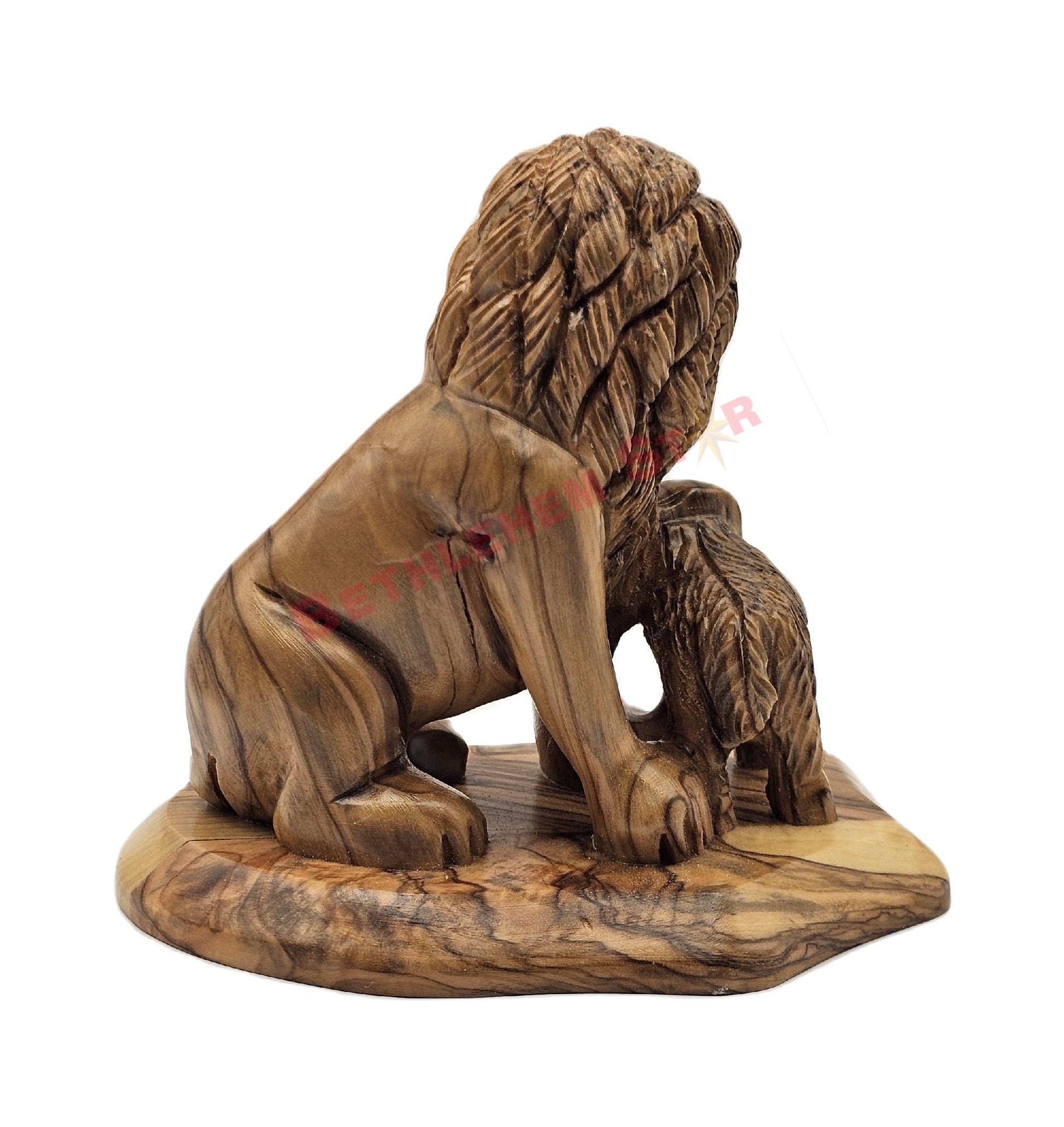 Lion with the Lamb small Olive wood carving