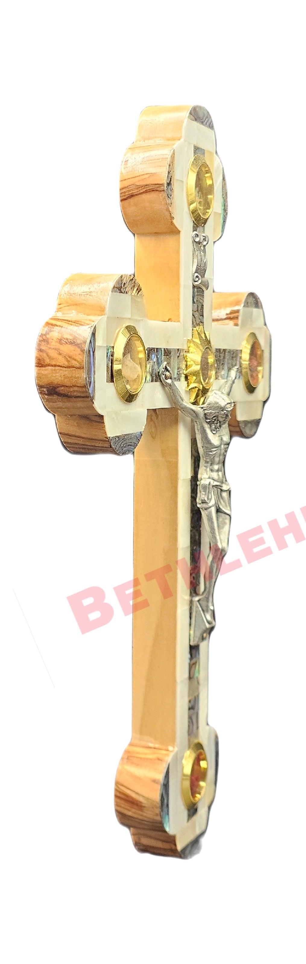 Mother of pearls & Olive wood Cross RMF 25cm