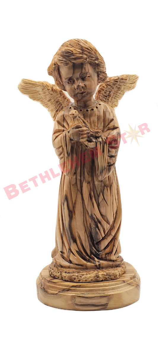 Medium Angel pro standing Olive wood carving