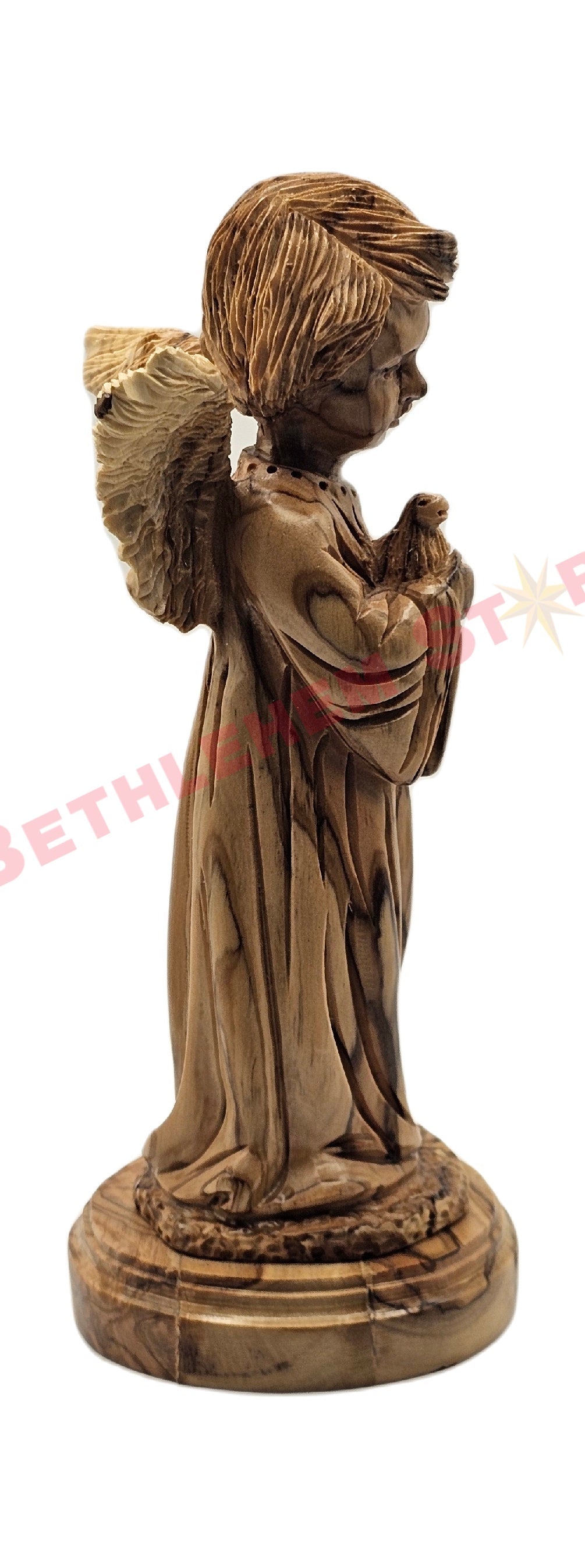 Medium Angel pro standing Olive wood carving